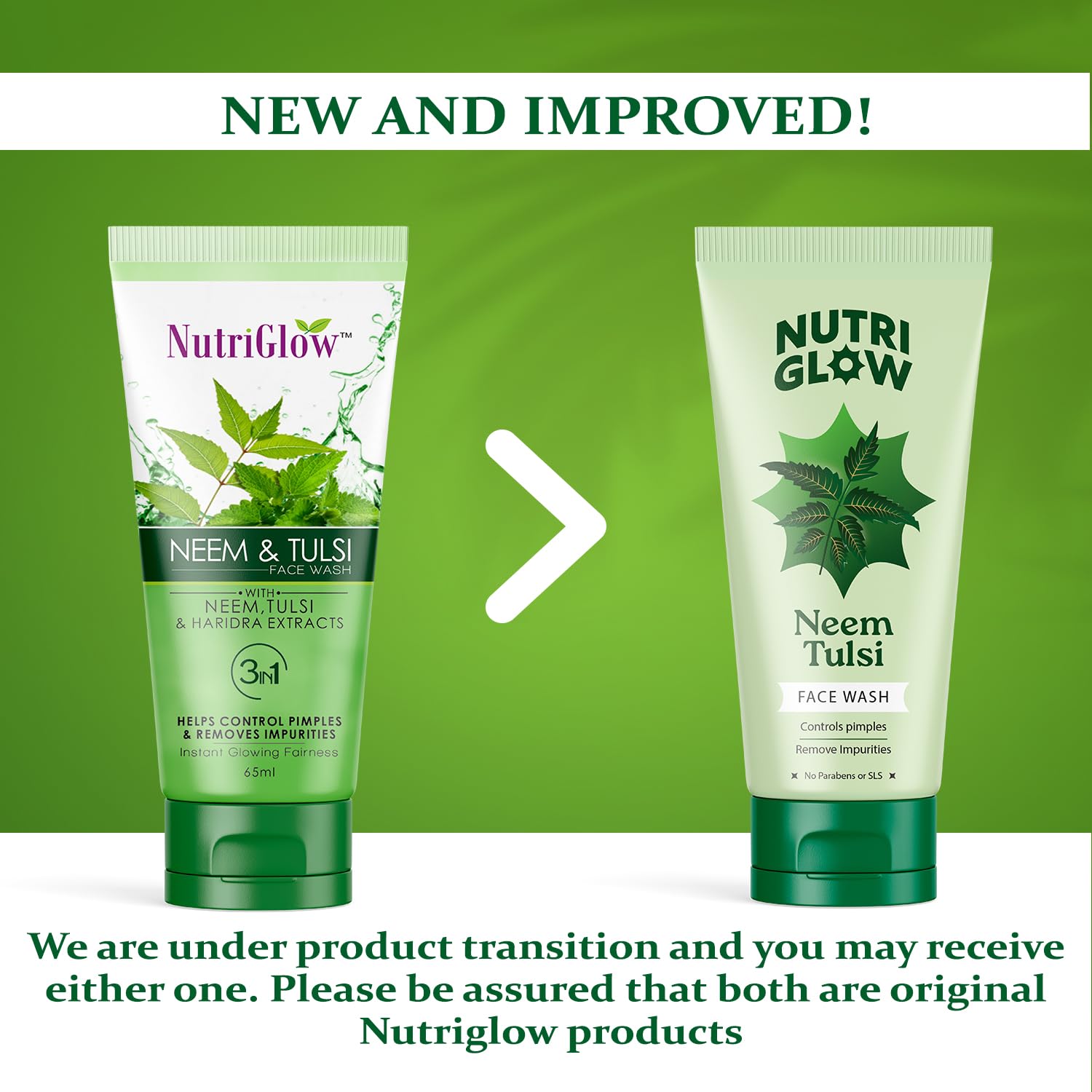 Nutriglow Neem & Tulsi Face Wash With Aloe Vera Extract For Cleanser, Pimple Care Solution, Fresh Feel Purifying, Removes Impurities, 65ml Each, Pack of 2 – view 3
