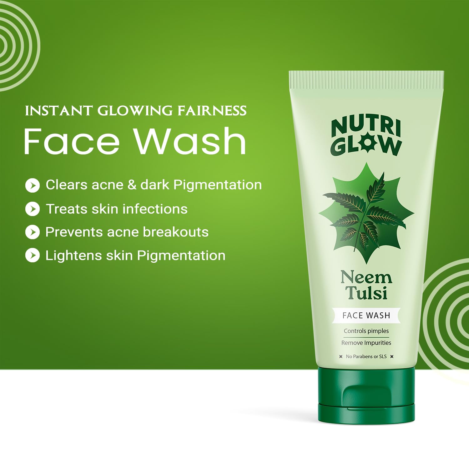 Nutriglow Neem & Tulsi Face Wash With Aloe Vera Extract For Cleanser, Pimple Care Solution, Fresh Feel Purifying, Removes Impurities, 65ml Each, Pack of 2 – view 4