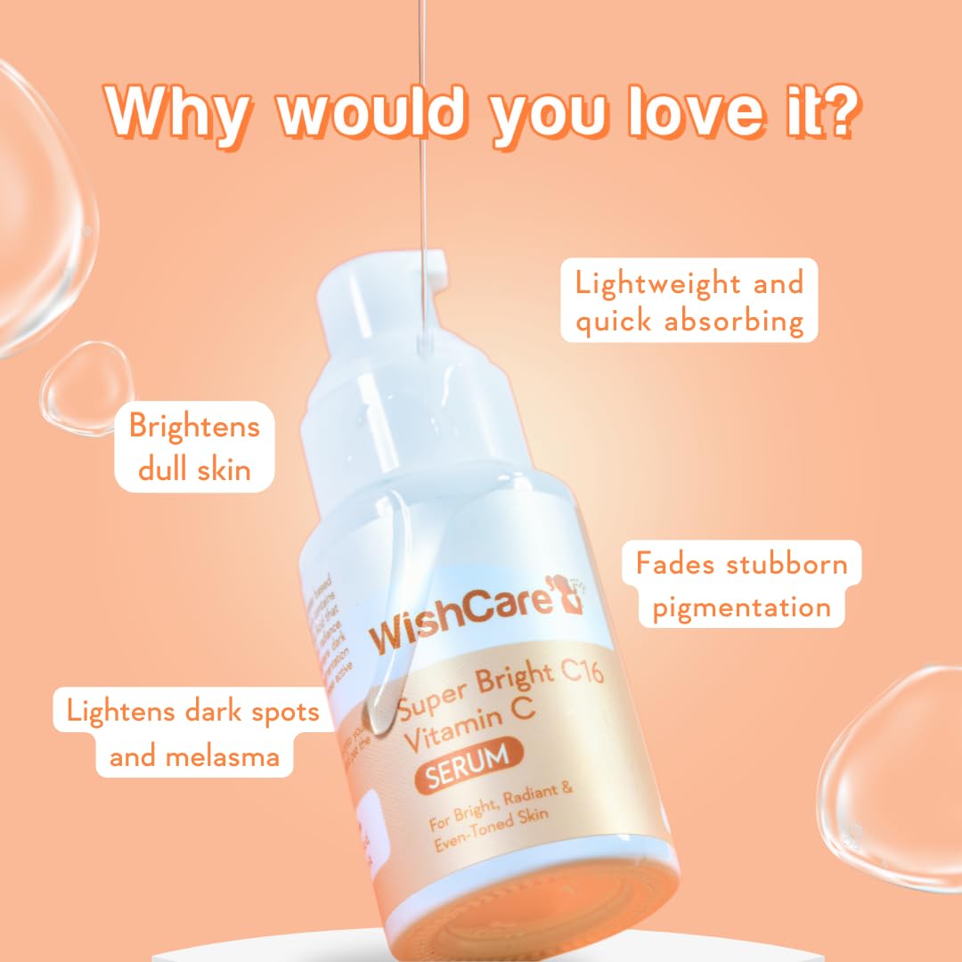 WishCare Super Bright C16 Vitamin C Serum For Oily Skin,Dry & Combination Skin -10% Vitamin C,4% Niacinamide,1% Kojic Acid,0.5% Ferulic Acid,Licorice & 4-N-BR- Serum For Pigmentation & Dark Spots 30Ml – view 6