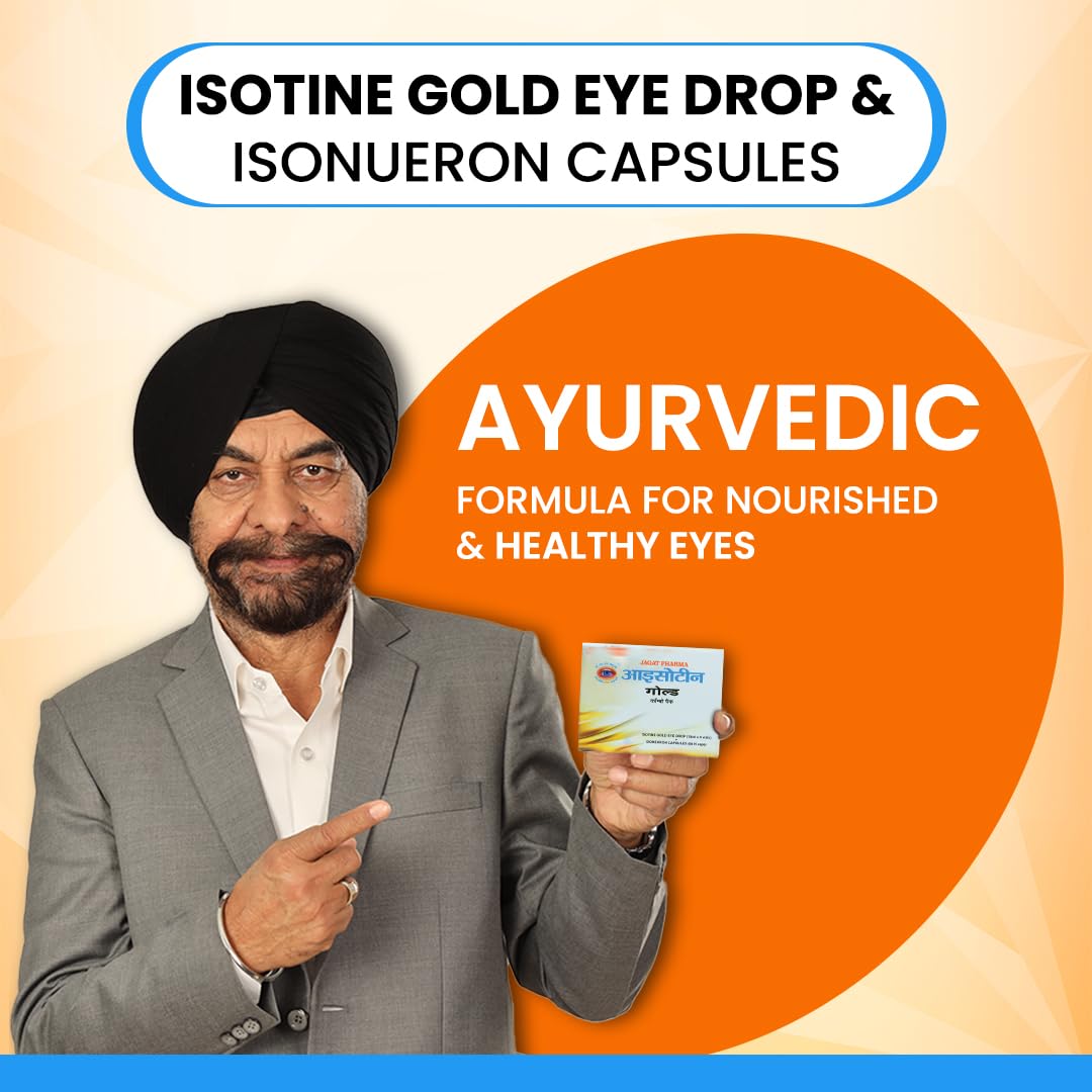 Isotine Gold Pack Eye Drops & ISO Neuron Capsules for Serious Eye Problems with Goodness of 15+ Ayurvedic herbs (10ml x 4 drops, 60 Caps). – view 8