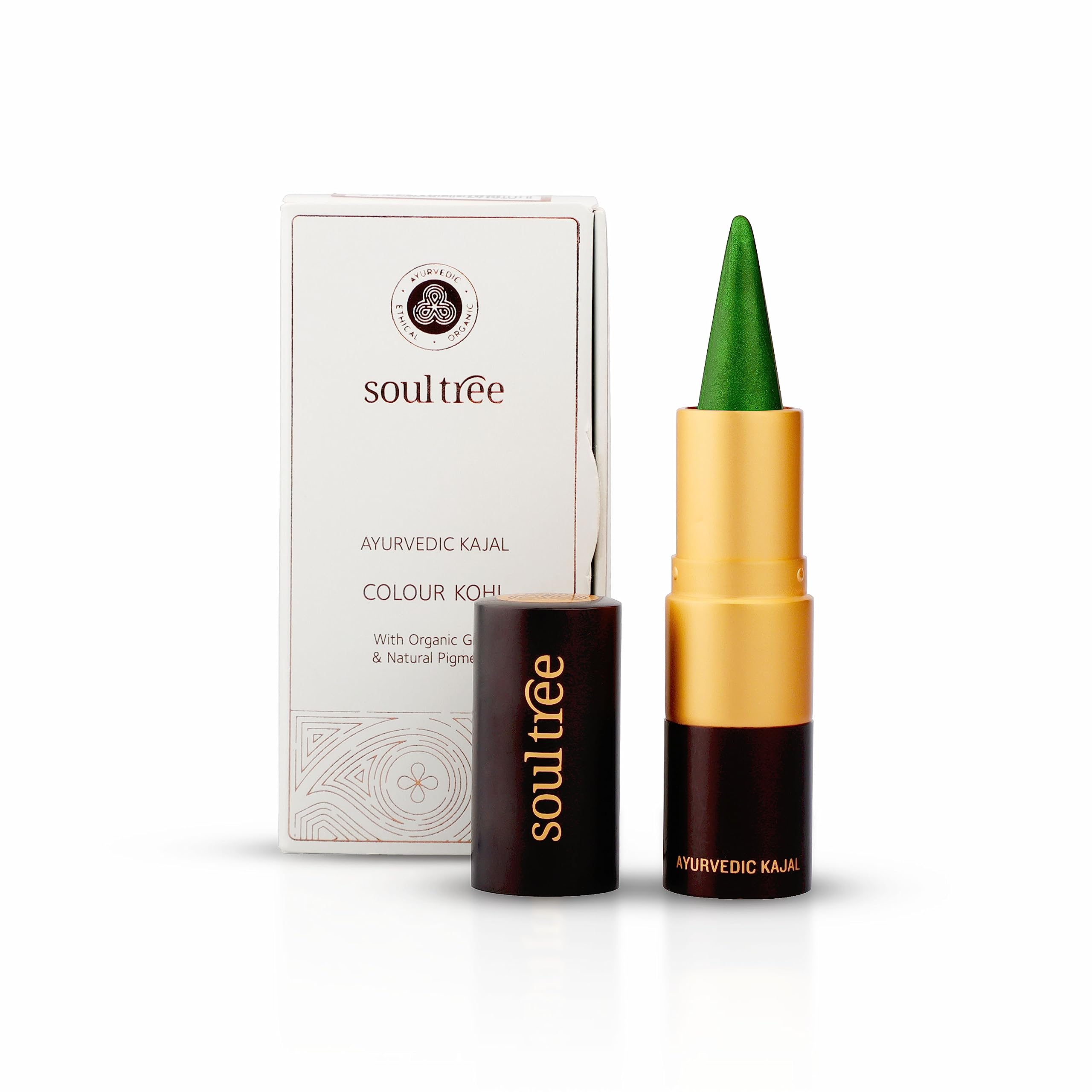 SoulTree green Moss Velvet kajal bullet with Ayurvedic formula