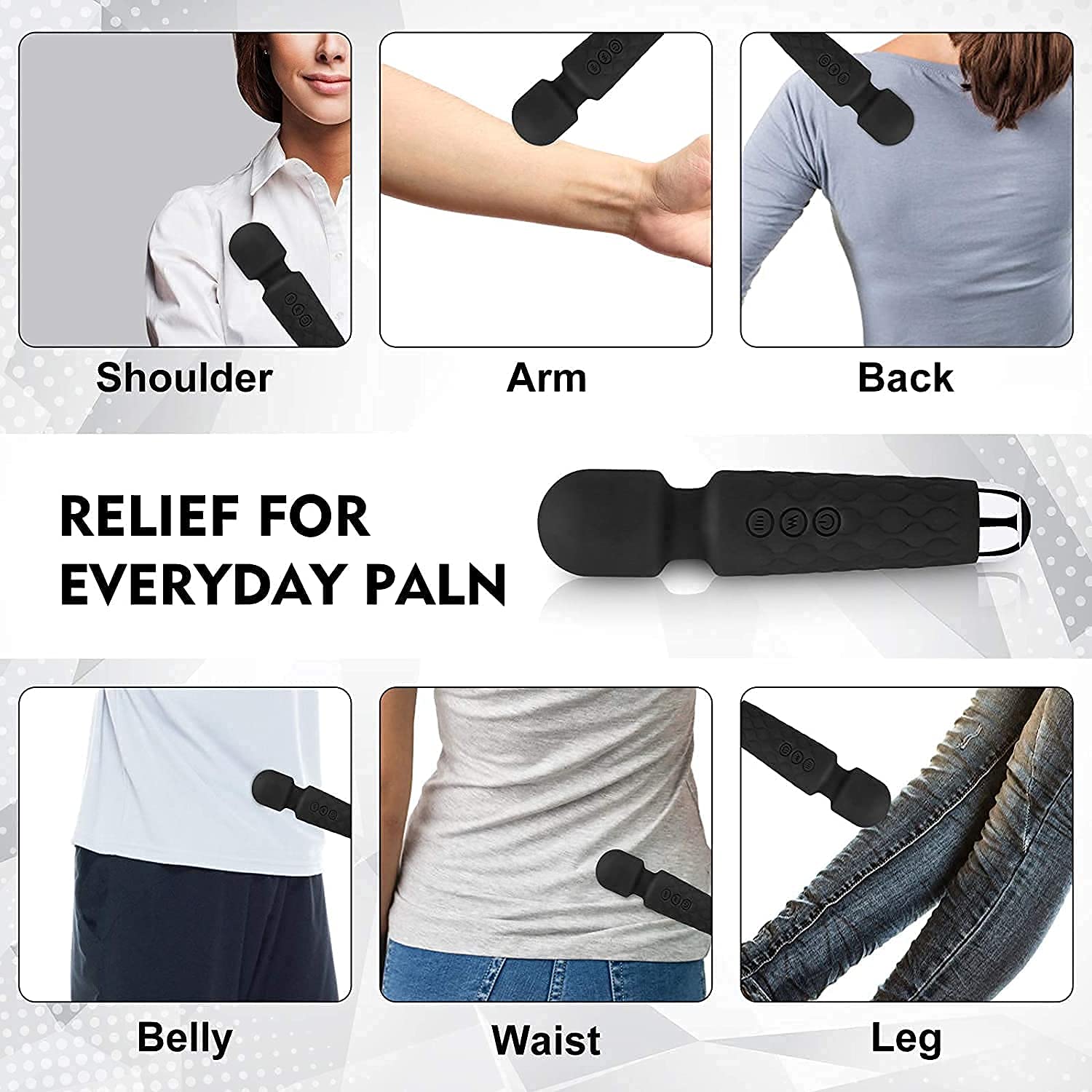 PIARA Full Body Massager for Women & Men, Rechargeable Wireless Massager Machine for Pain Relief, Handheld Massager with Medical Grade Silicone, 8 Speeds, 20 Modes (Assorted- Colour) – view 6
