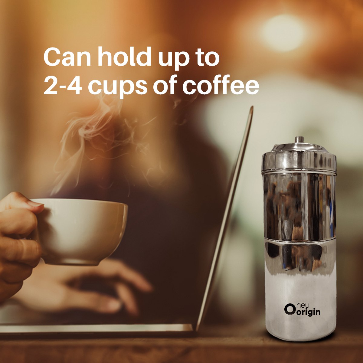 NeuOrigin Steel Filter Coffee Maker/South Indian Filter Coffee Maker/Traditional Coffee Maker/ 2-4 Cups of Coffee/Mysore Coffee Filter – view 2