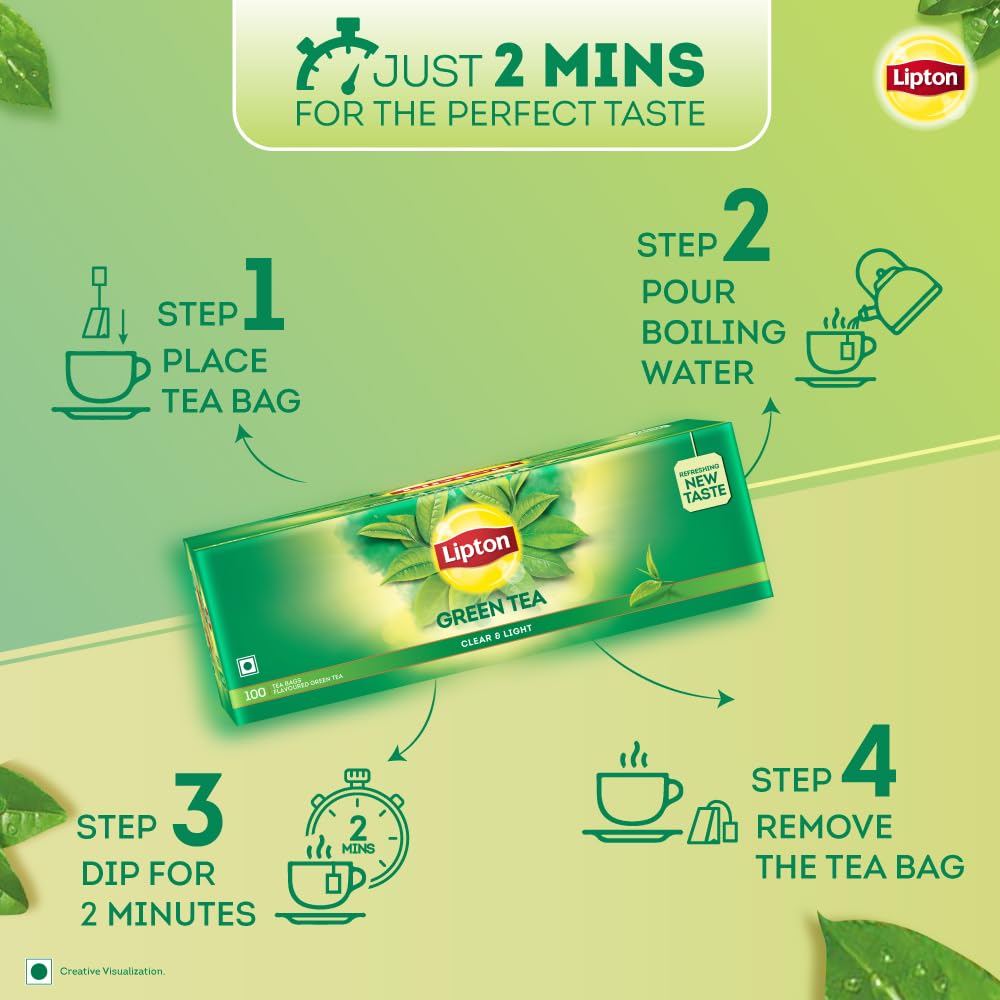 Lipton Clear & Light Green Tea Bags 100 Pcs, 130 Grams – view 4