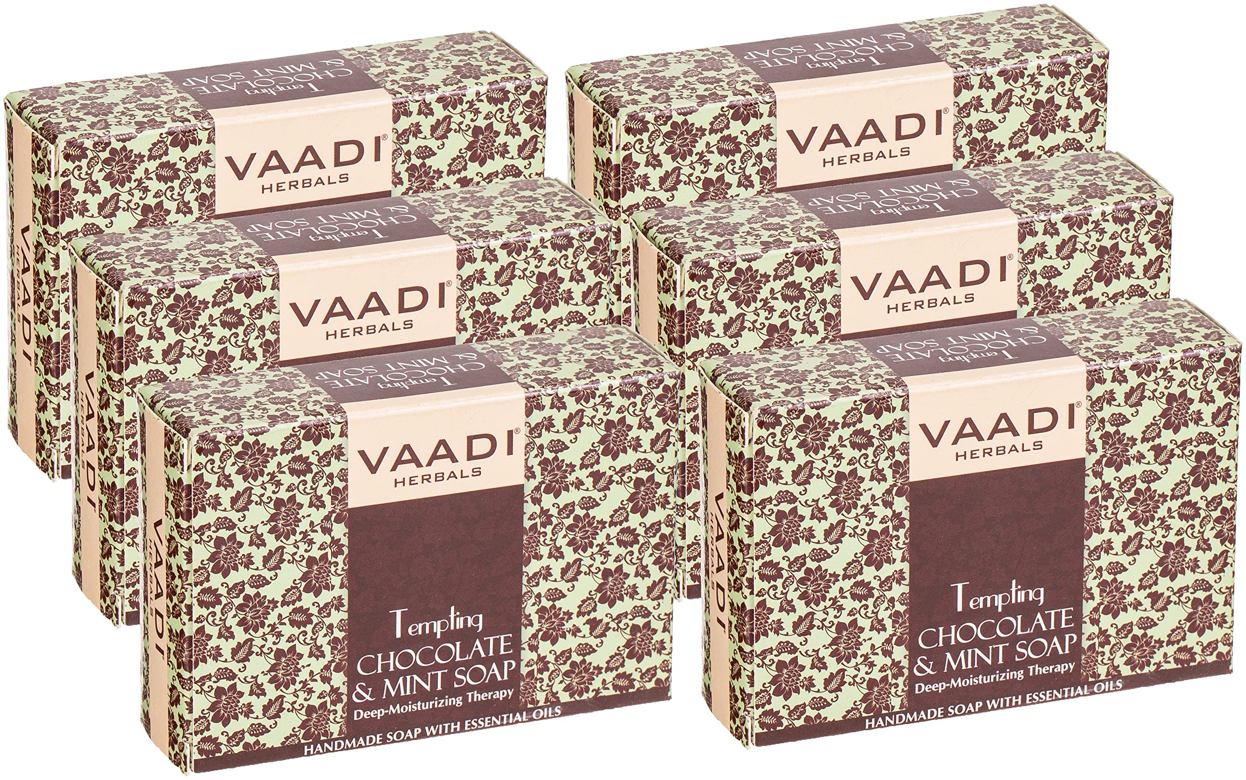Vaadi Herbals Super Value Tempting Chocolate and Mint Soap, Deep Moisturising Therapy, 75gms x 6 – view 2