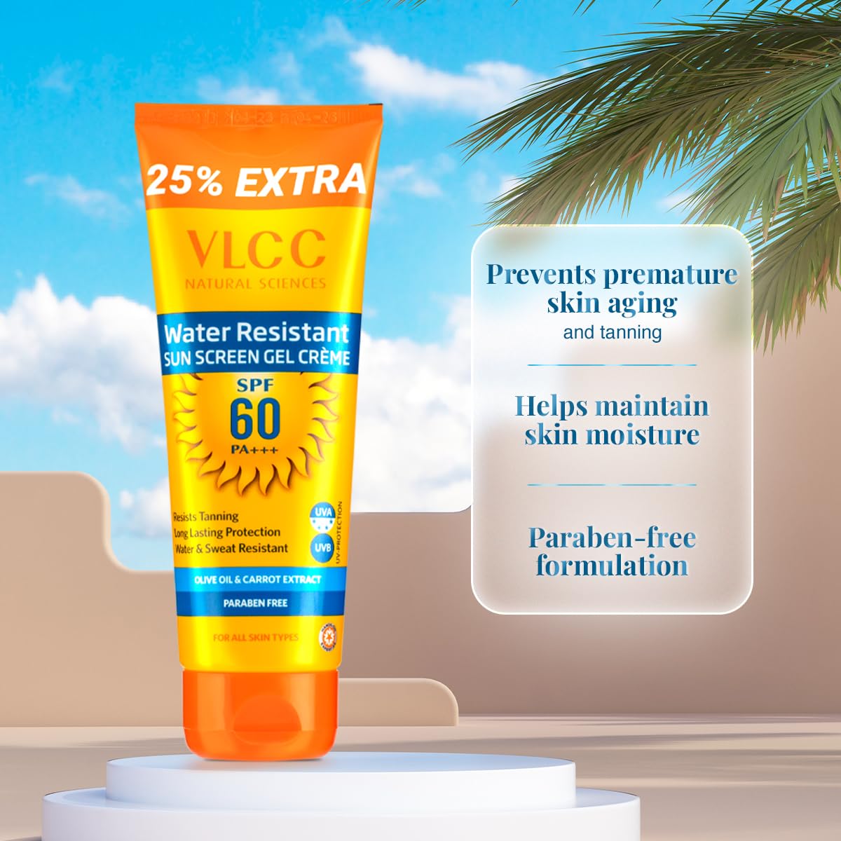 VLCC Water Resistant SPF 60 PA+++ Sunscreen Gel Crème - 100g + 25g Extra – view 3