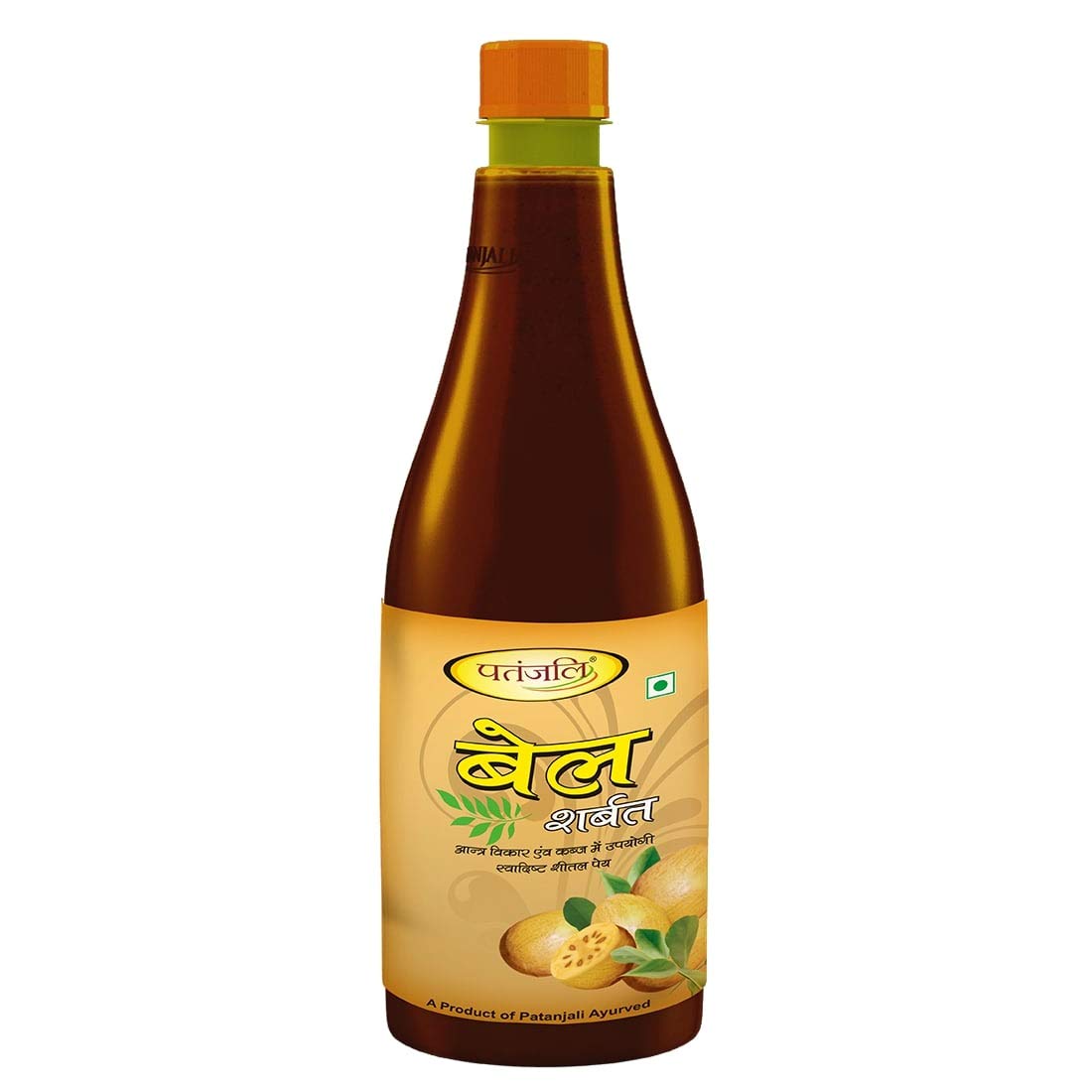750 ml Patanjali Bel Sharbat bottle standing upright