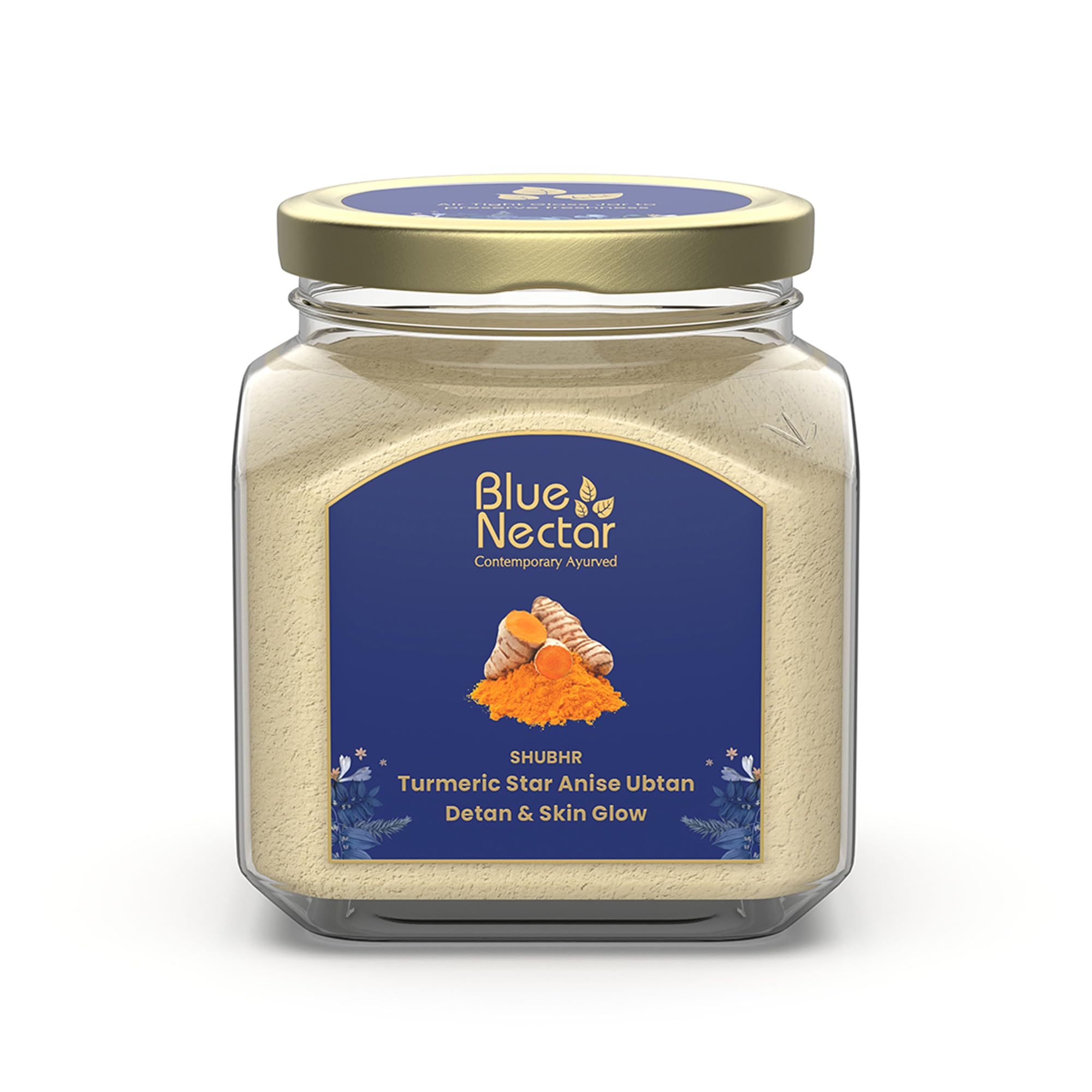 Blue Nectar Turmeric Ubtan Face Pack Powder | Tan Removal Face Pack for Glowing Skin for Women & Men | Multani Mitti with Ayurvedic Herbs for Skin Brightening (9 Herbs, 115 g)