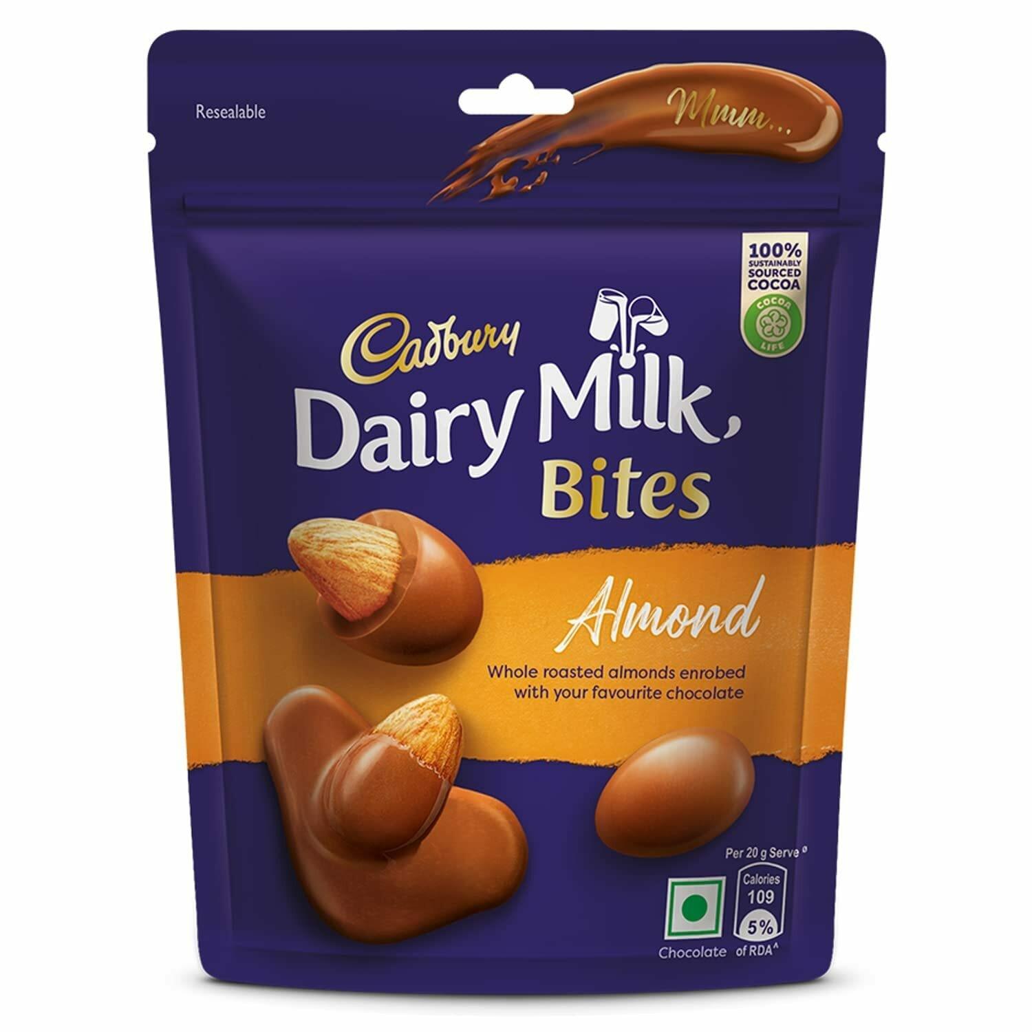 Front of Cadbury Dairy Milk Bites Almond 30 g pack