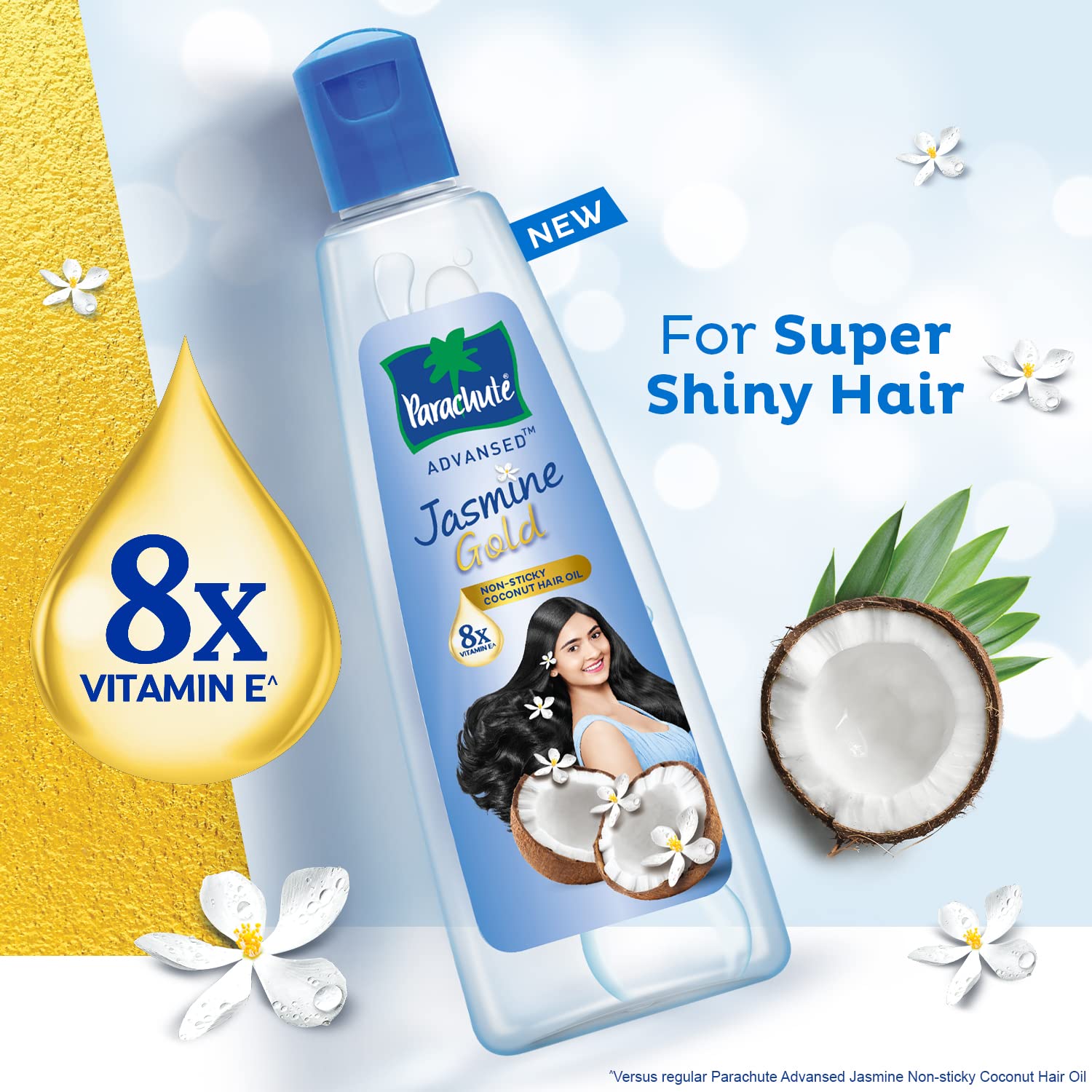Parachute Advansed Jasmine Gold Non-Sticky Coconut Hair Oil With 8x Vitamin-E For Super Shiny Hair, 500ml & Soft Touch Body Lotion With Honey, 100% Natural, Dry Skin Moisturizer, 250 ml – view 2
