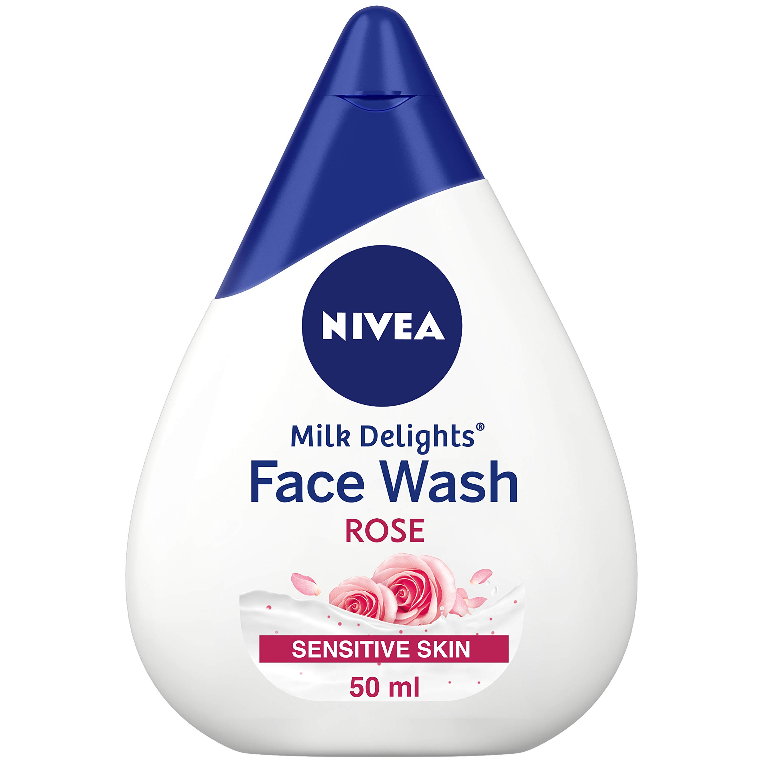 Nivea rosewater gel face wash 50ml bottle for sensitive skin