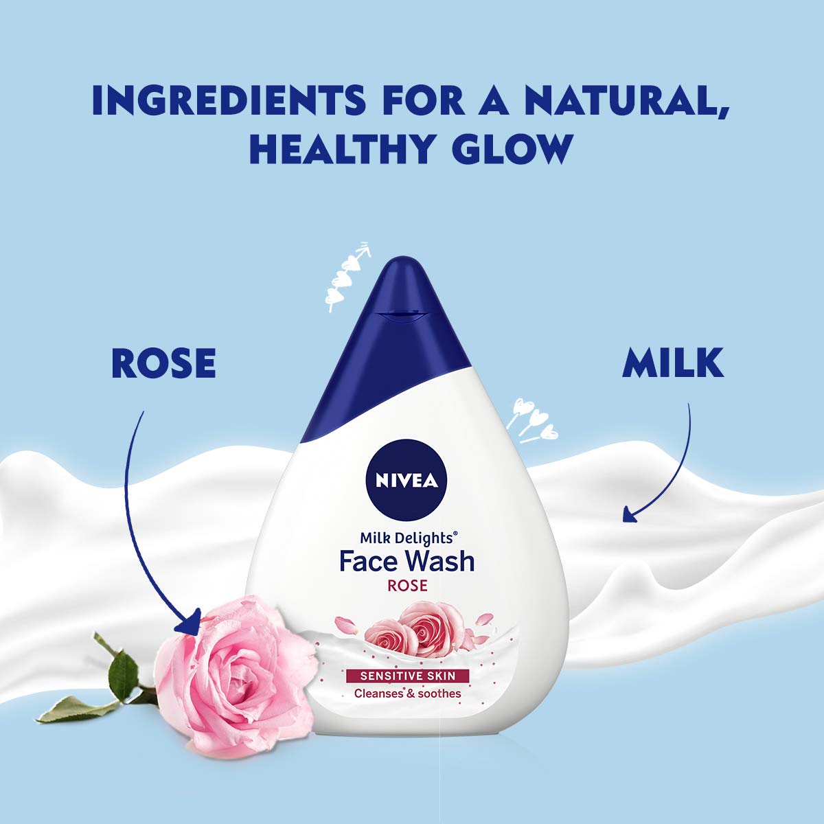 NIVEA Milk Delights Face Wash Caring Rosewater For Sensitive Skin 50ml, 50 ml – view 3