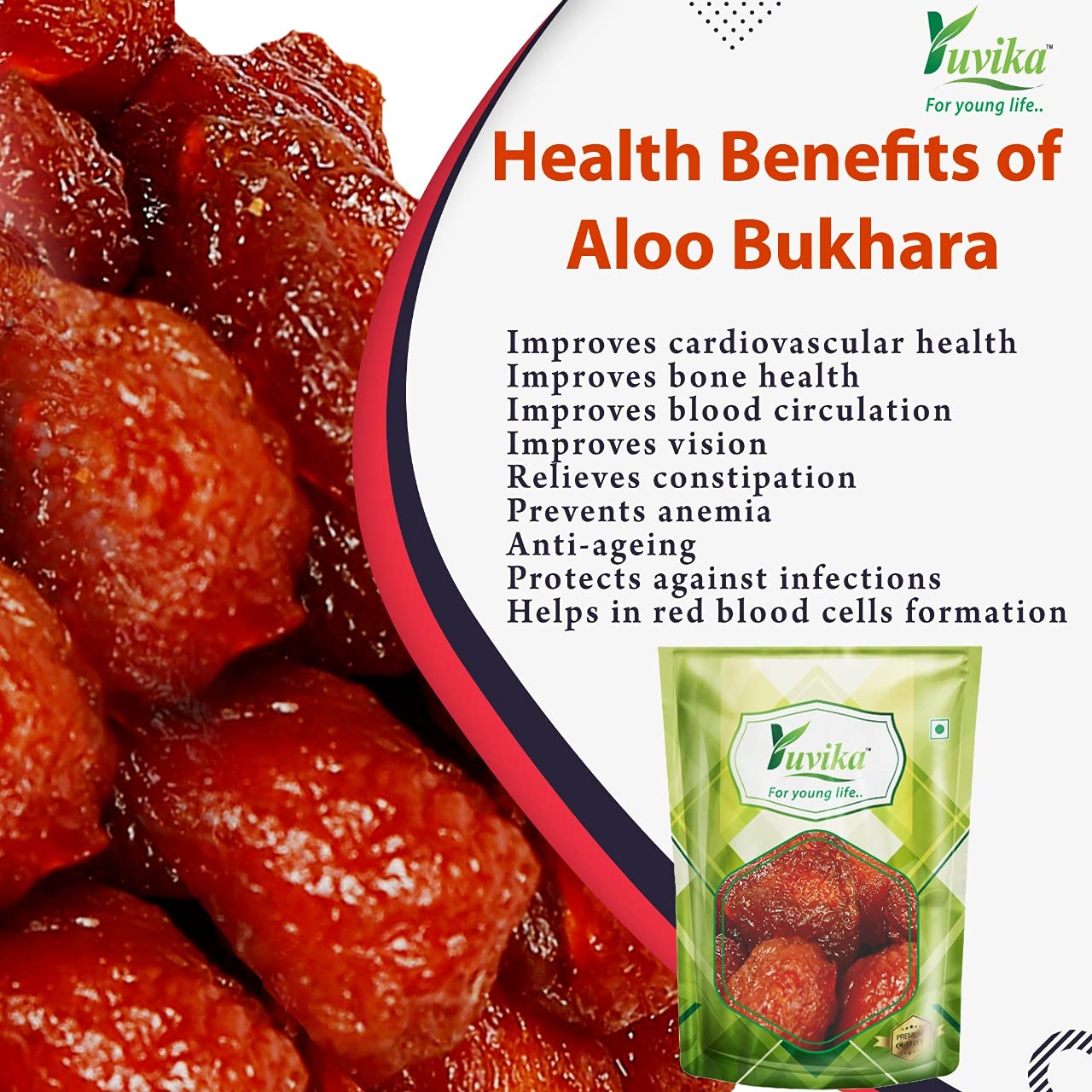YUVIKA Aloo Bukhara Dry - Subgenus Prunus - Dried Plum 400 Grams – view 6