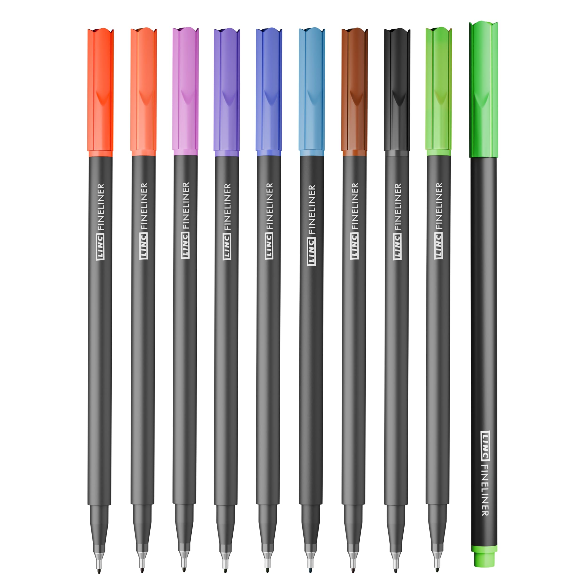 Linc fineliner marker pens set with 10 assorted 0.4 mm colors