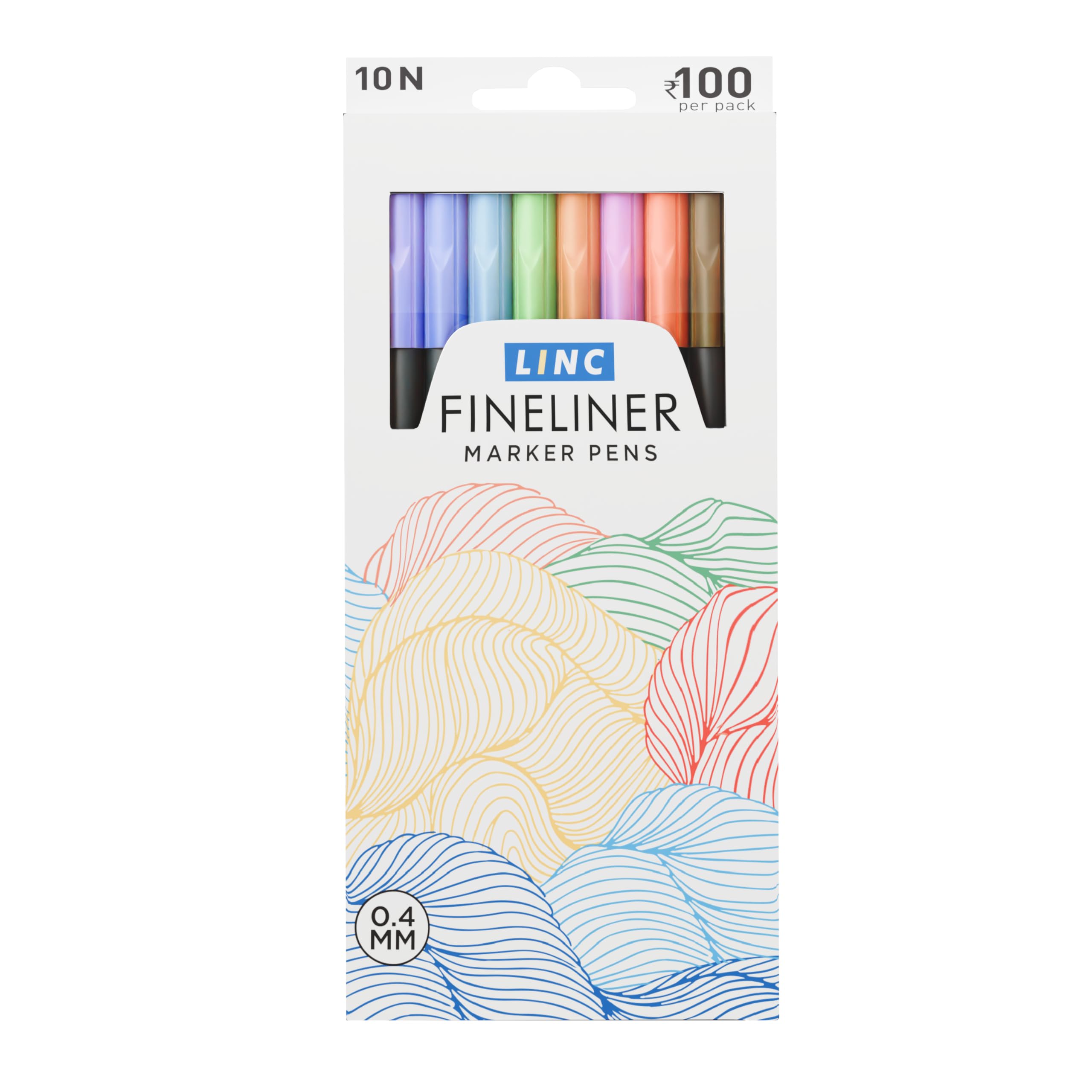 Linc Fineliner Marker Pens, 0.4 mm Tip, Multicolor, Pack of 10 – view 2