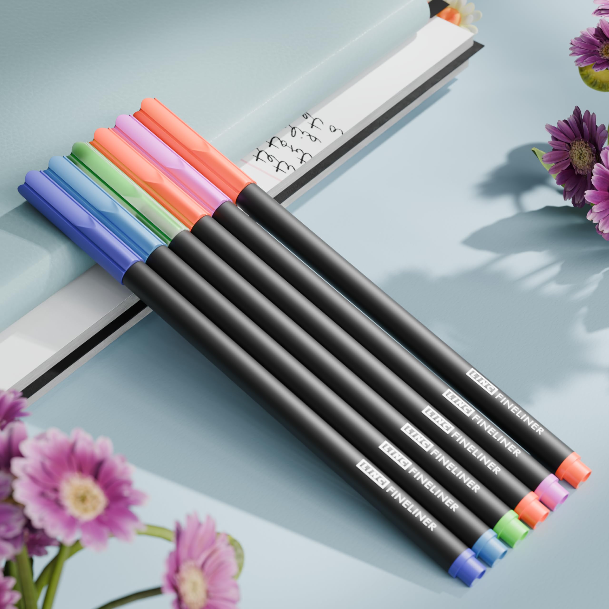 Linc Fineliner Marker Pens, 0.4 mm Tip, Multicolor, Pack of 10 – view 4