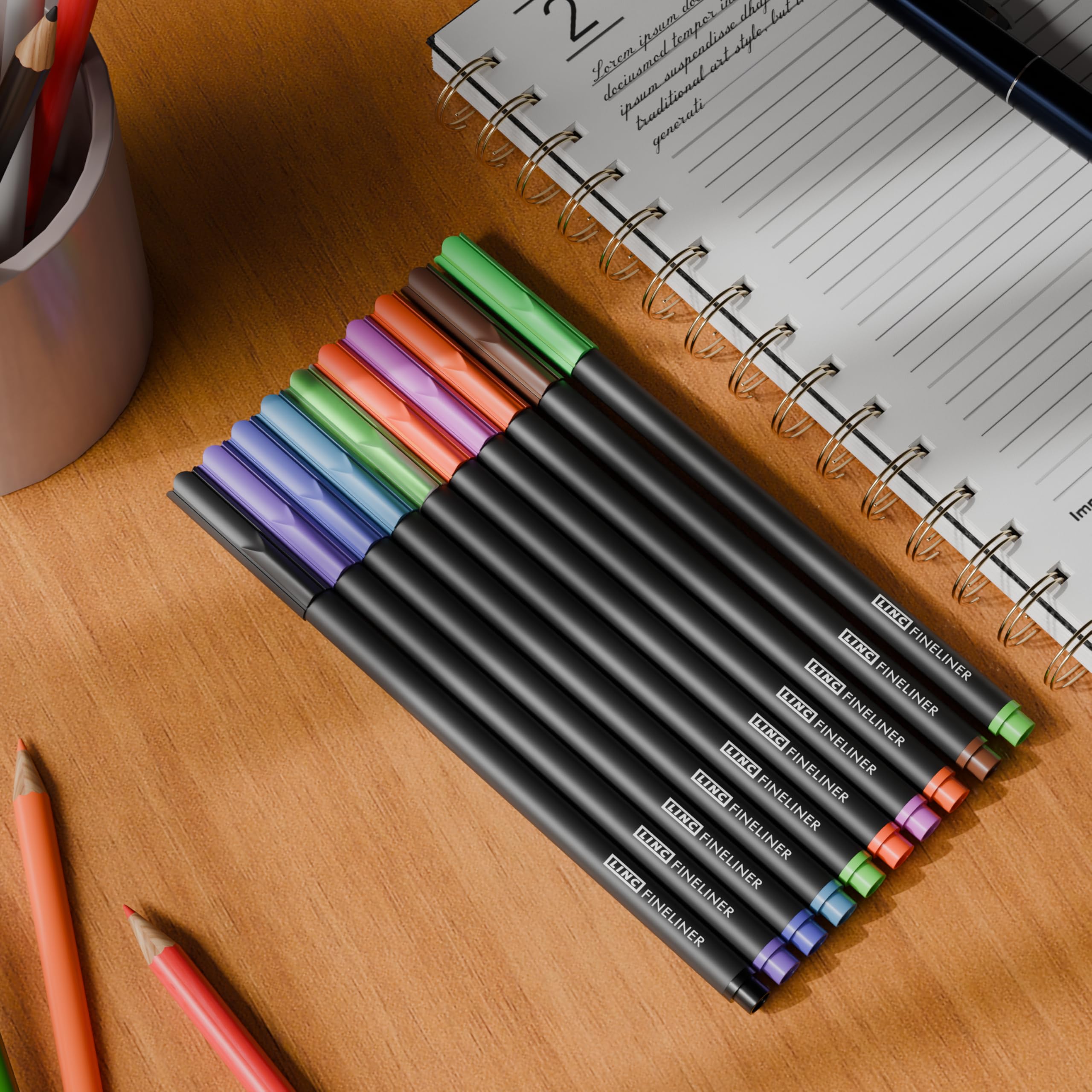 Linc Fineliner Marker Pens, 0.4 mm Tip, Multicolor, Pack of 10 – view 7