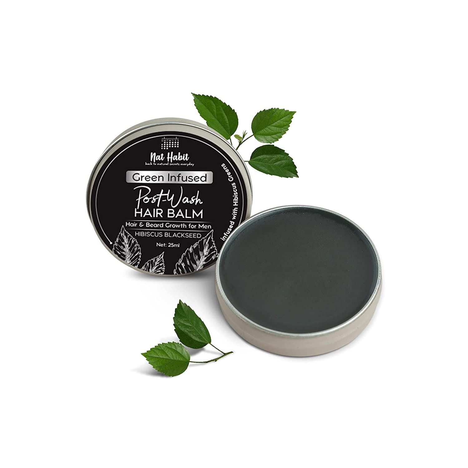 Close view of Nat Habit hair and beard balm jar