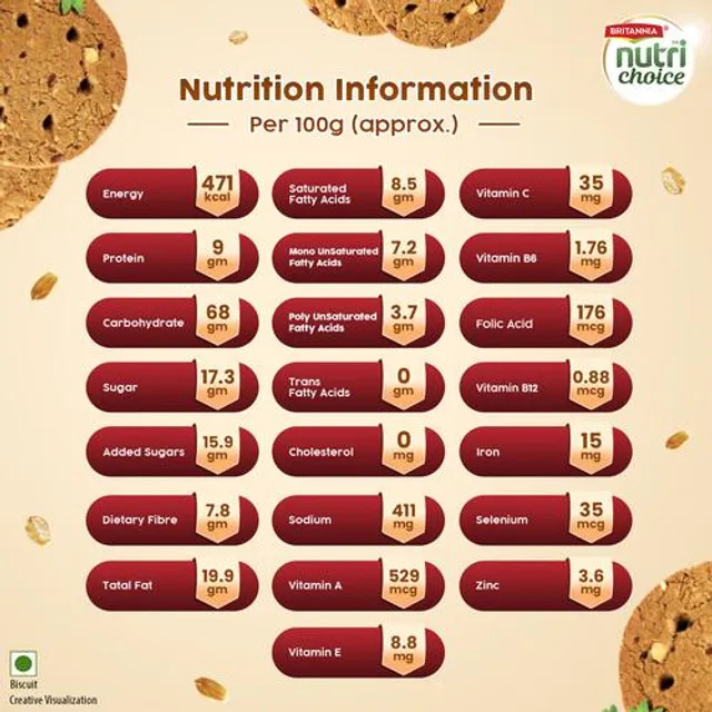 Britannia Nutrichoice Herbs Biscuits - 0% Maida, Rich In Vitamins & Minerals, Helps Support Immunity, 100 g – view 4