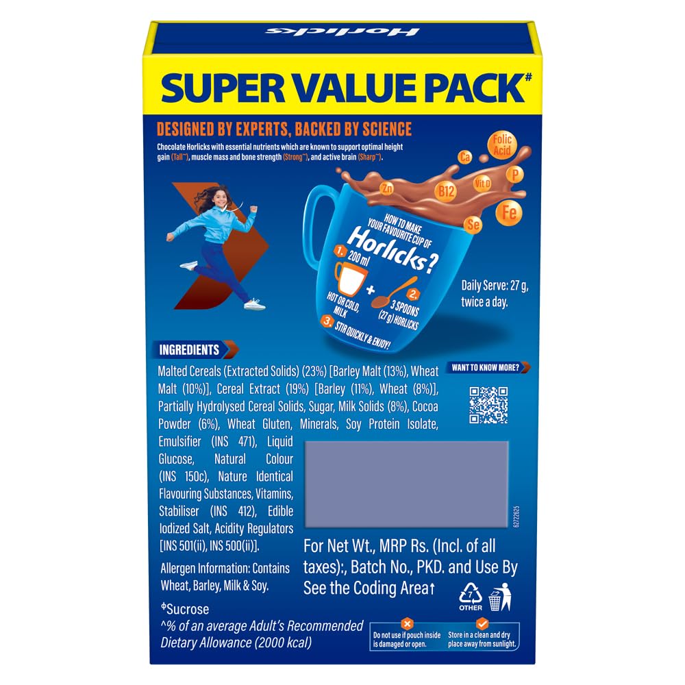 Horlicks Chocolate Health & Nutrition Drink for Kids, 1 kg Refill Pack – view 2