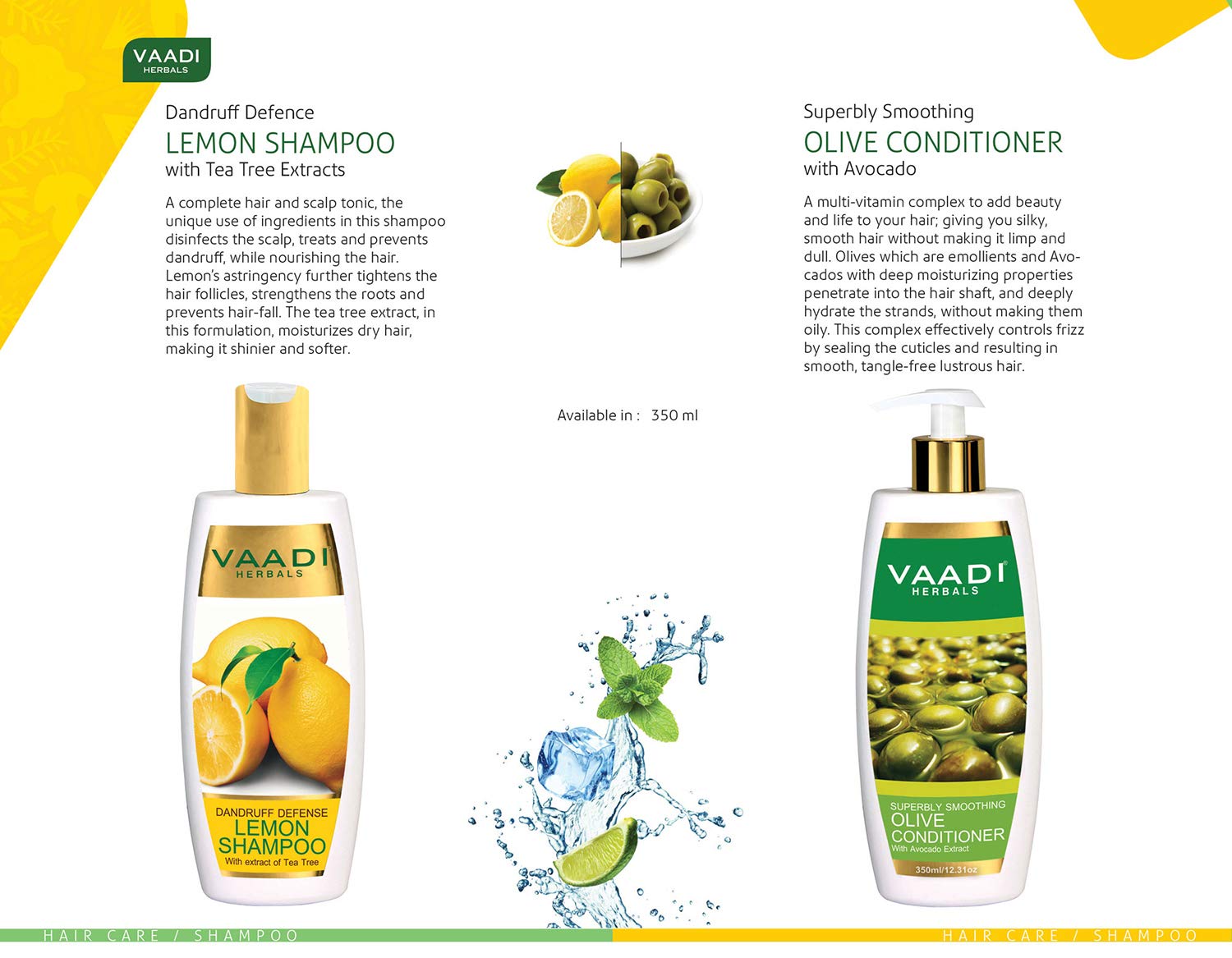 Vaadi Herbals Dandruff Defense Lemon Shampoo, 350ml with Olive Conditioner, 350ml – view 3