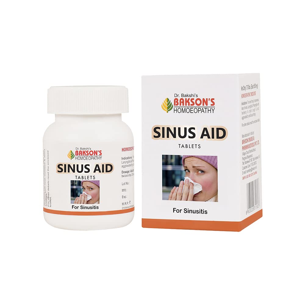 Bakson Sinus Aid Tablets unflavoured vegetarian homeopathic tablet pack