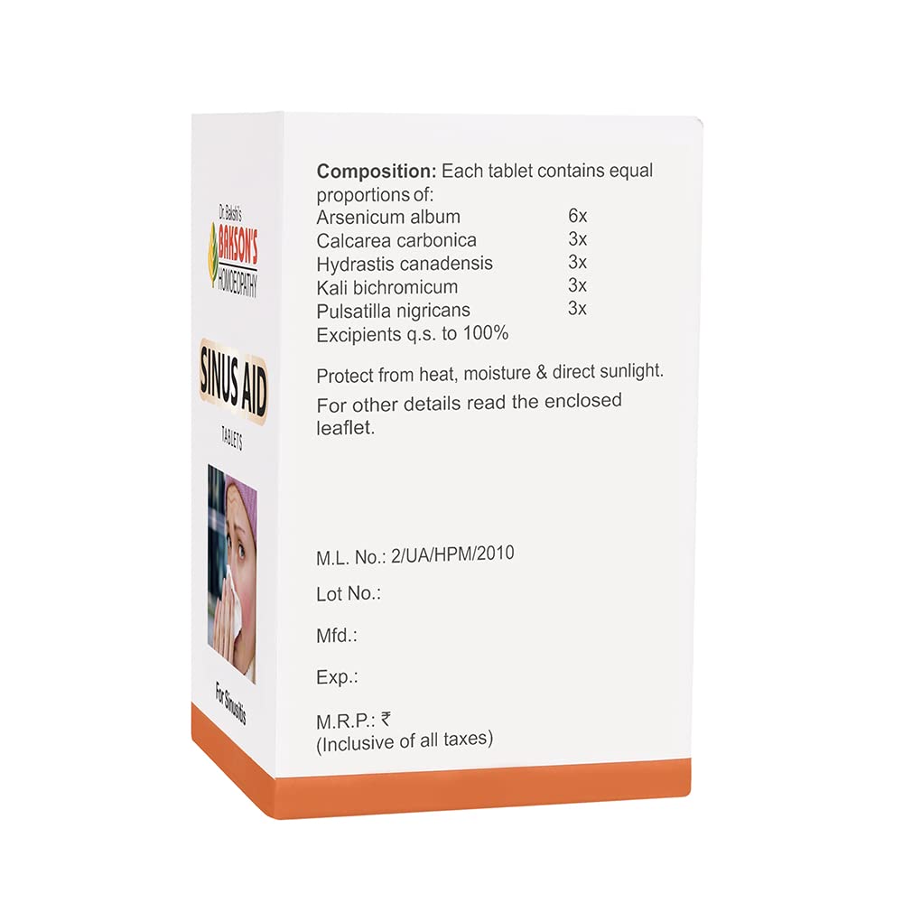 Dr. Bakshi's BAKSON'S HOMOEOPATHY Bakson Sinus Aid Tablets -75Tabs – view 3