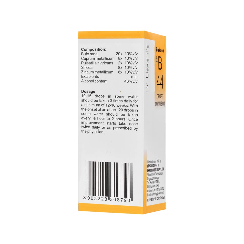Dr. Bakshi's BAKSON'S HOMOEOPATHY # B 44 Convulsion Drops (30 ml) – view 2