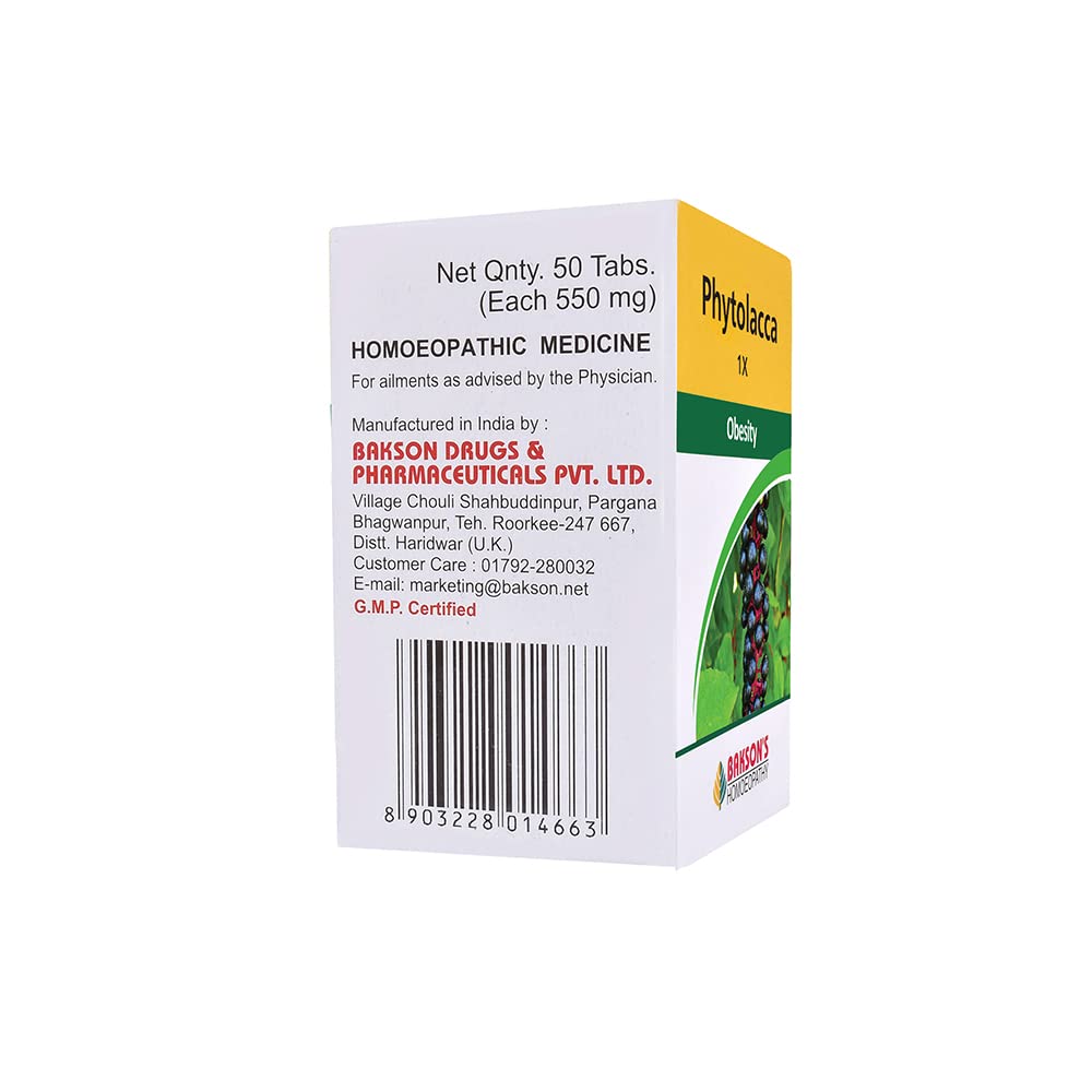 Dr. Bakshi's BAKSON'S HOMOEOPATHY PHYTOLACCA BERRY -1X-50TAB (Pack of 2) – view 2