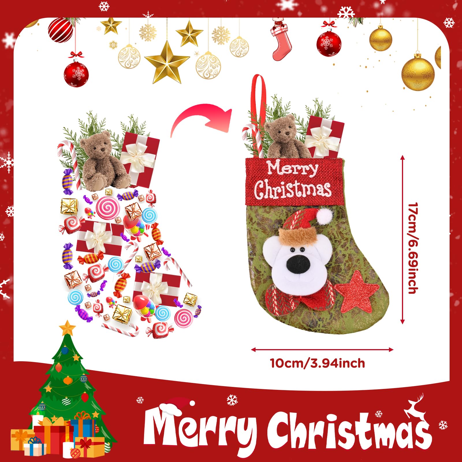 BAOTUJIA 4Pcs Christmas Stockings Decoration Christmas Hanging Socks Set Suitable for Christmas Tree Decoration Items Xmas Home Ornament Wall Decor – view 2