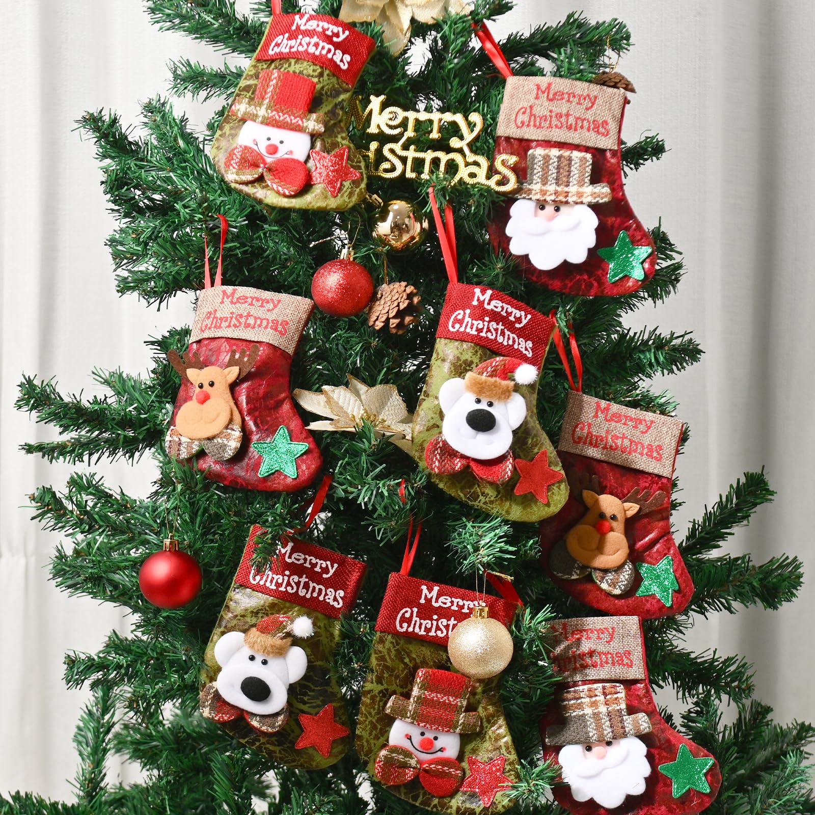 BAOTUJIA 4Pcs Christmas Stockings Decoration Christmas Hanging Socks Set Suitable for Christmas Tree Decoration Items Xmas Home Ornament Wall Decor – view 5