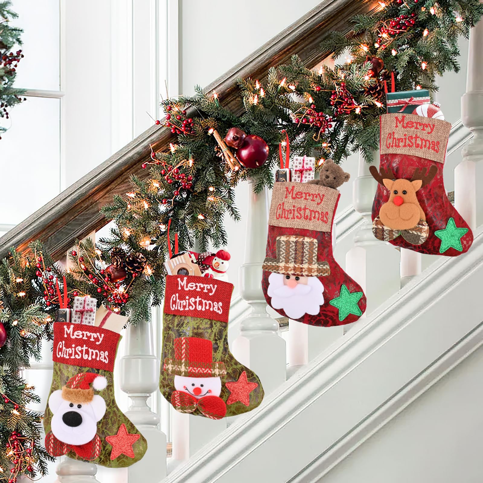 BAOTUJIA 4Pcs Christmas Stockings Decoration Christmas Hanging Socks Set Suitable for Christmas Tree Decoration Items Xmas Home Ornament Wall Decor – view 6