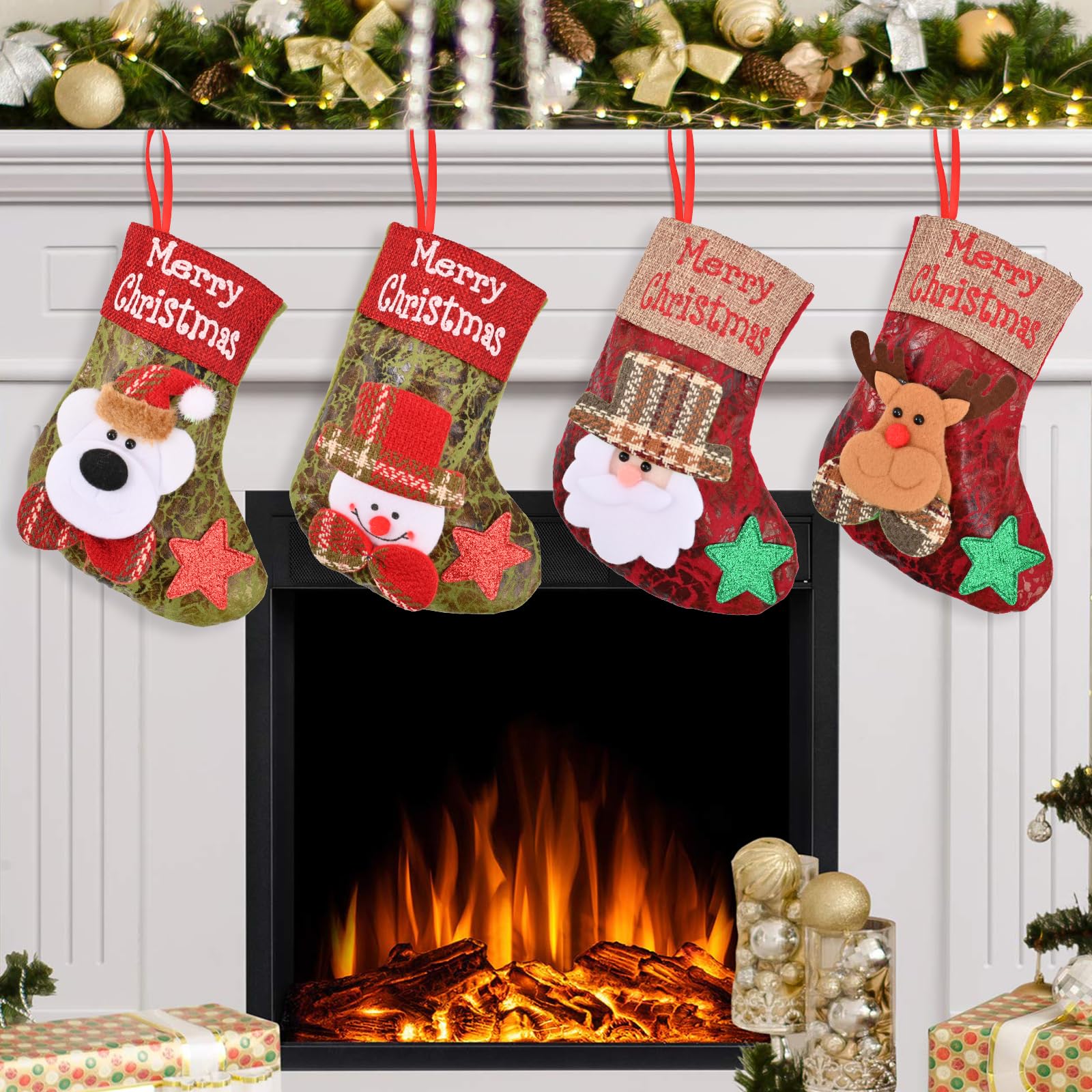 BAOTUJIA 4Pcs Christmas Stockings Decoration Christmas Hanging Socks Set Suitable for Christmas Tree Decoration Items Xmas Home Ornament Wall Decor – view 7