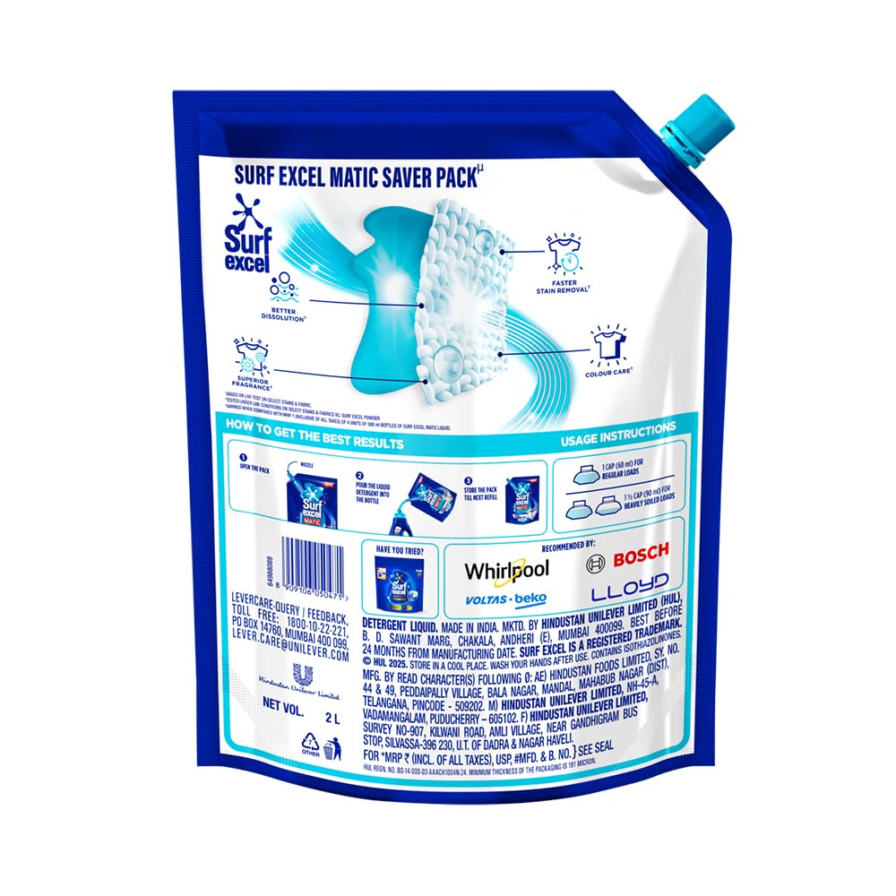 Surf Excel Matic Top Load Liquid Detergent 2 L Refill – view 2
