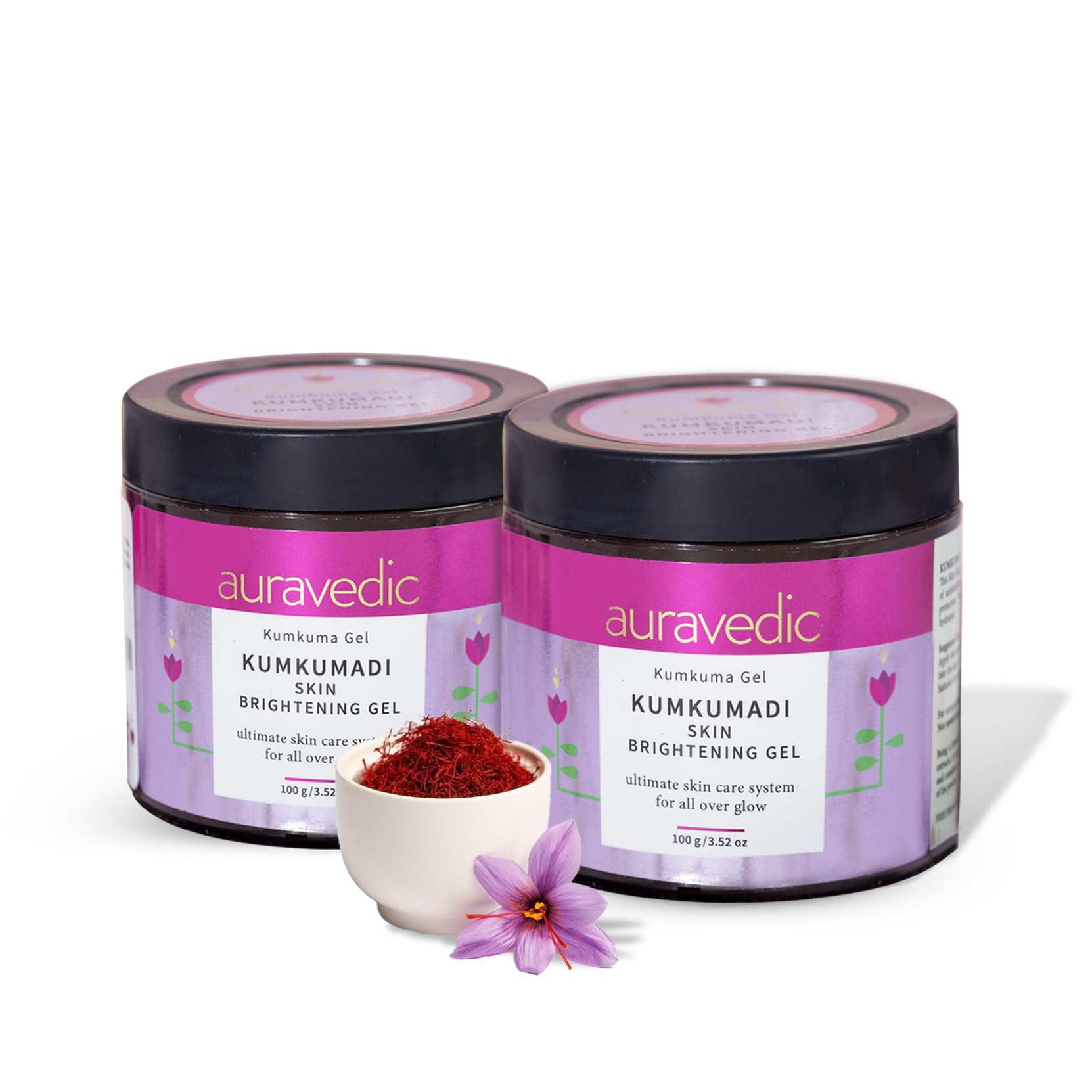Two Auravedic Kumkumadi Gel packs for brightening and glow