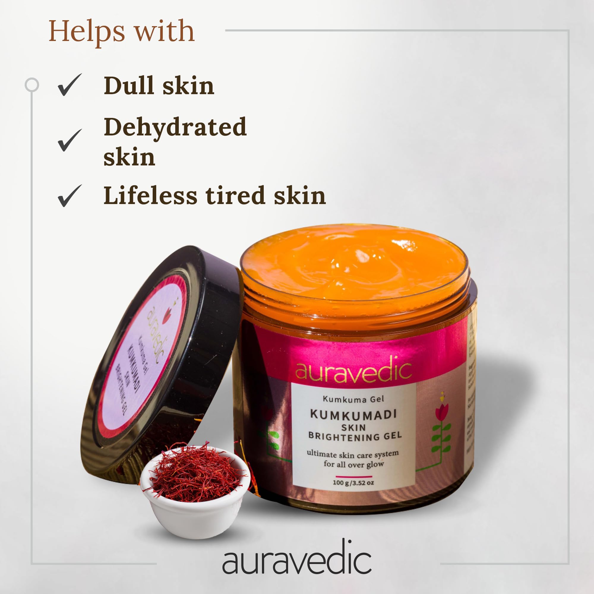 AURAVEDIC Kumkumadi Gel for Brightening & Glow Pack of 2 - Kumkumadi to Purify, Detox, Glow & Renew Face & Skin Beauty Ritual for Women and Men – view 3
