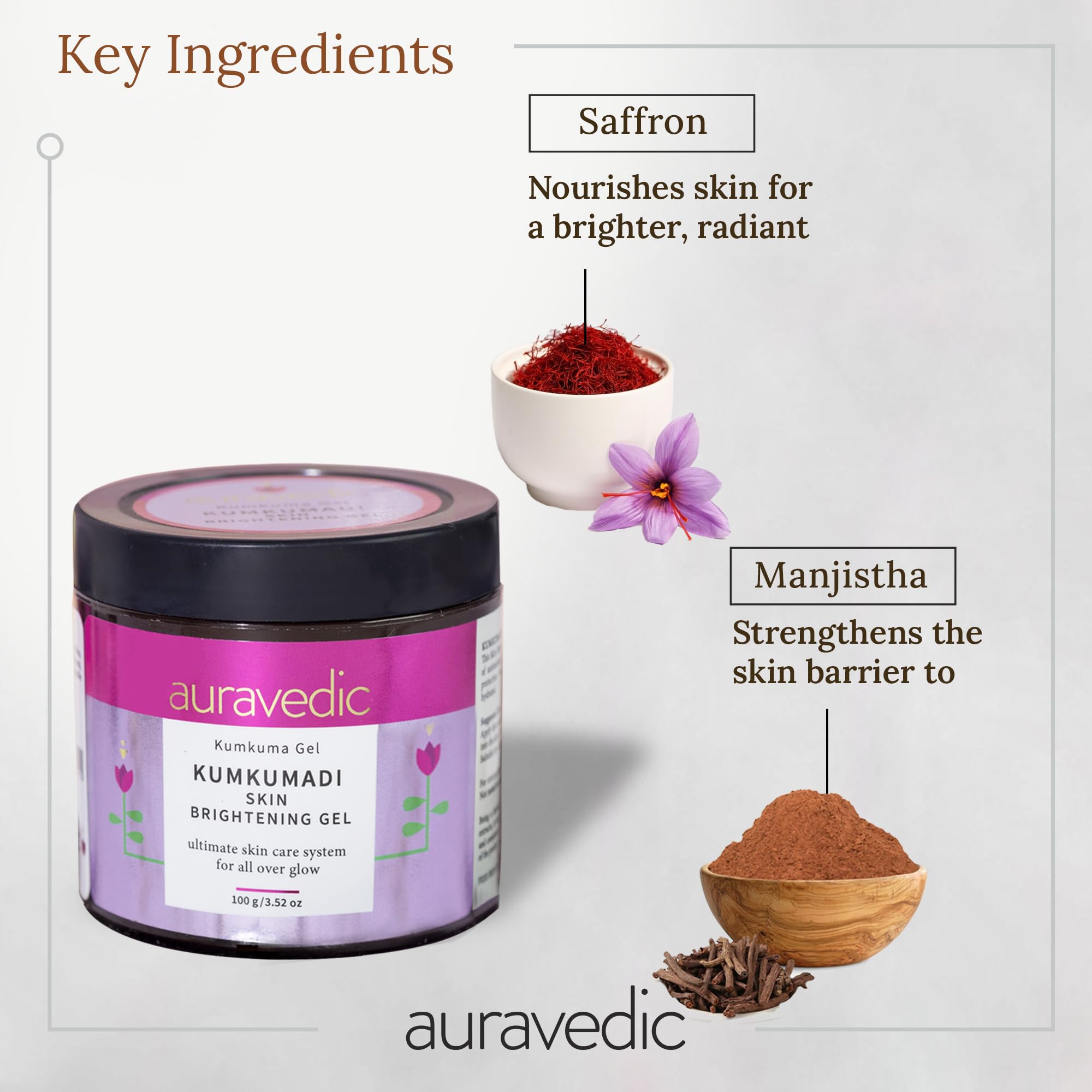 AURAVEDIC Kumkumadi Gel for Brightening & Glow Pack of 2 - Kumkumadi to Purify, Detox, Glow & Renew Face & Skin Beauty Ritual for Women and Men – view 5
