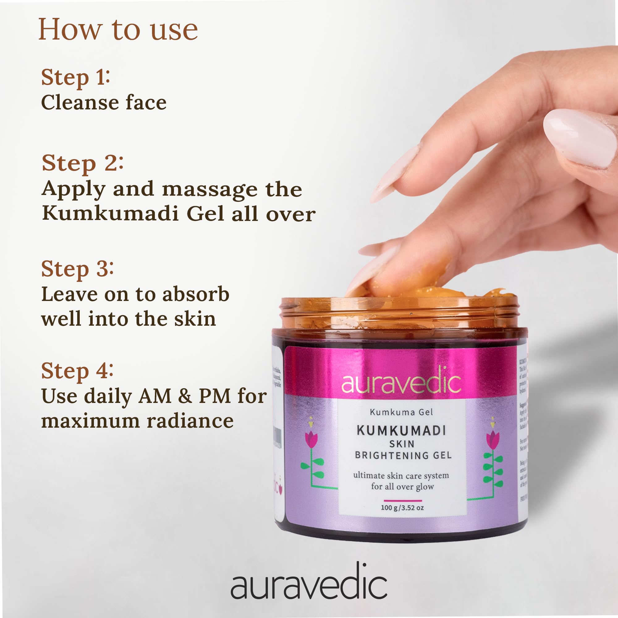 AURAVEDIC Kumkumadi Gel for Brightening & Glow Pack of 2 - Kumkumadi to Purify, Detox, Glow & Renew Face & Skin Beauty Ritual for Women and Men – view 6