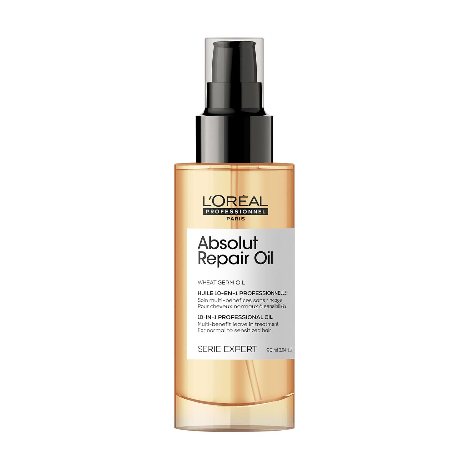 L'OREAL PROFESSIONNEL PARIS Absolut Repair Hair Oil For Dry & Damaged Hair, 90ml 10-In-1 Multi-Benefit Leave-In Hair Oil With Wheat Germ Oil
