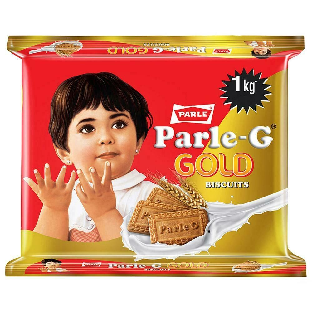 Parle-G Gold biscuit pack front view in gold packaging