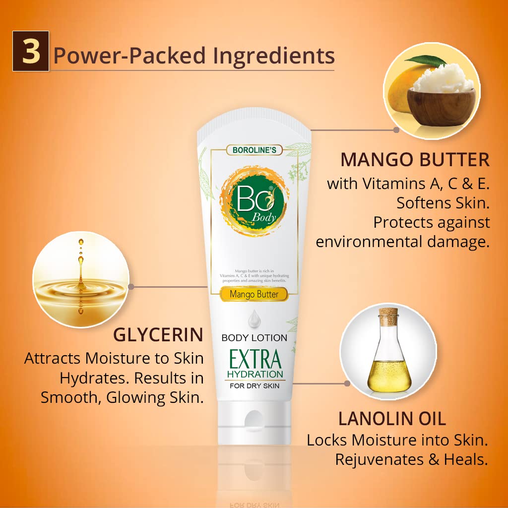 BOROLINE Bo Body Lotion 250 ML With Deep Moisturizer Mango Butter for Dry Skin, Enriched With Lanolin Oil, Glycerin – view 3