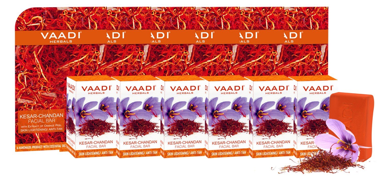 Vaadi Herbals Kesar Chandan Facial Bars with Extract of Orange Peel, 25g (Pack of 6) – view 2