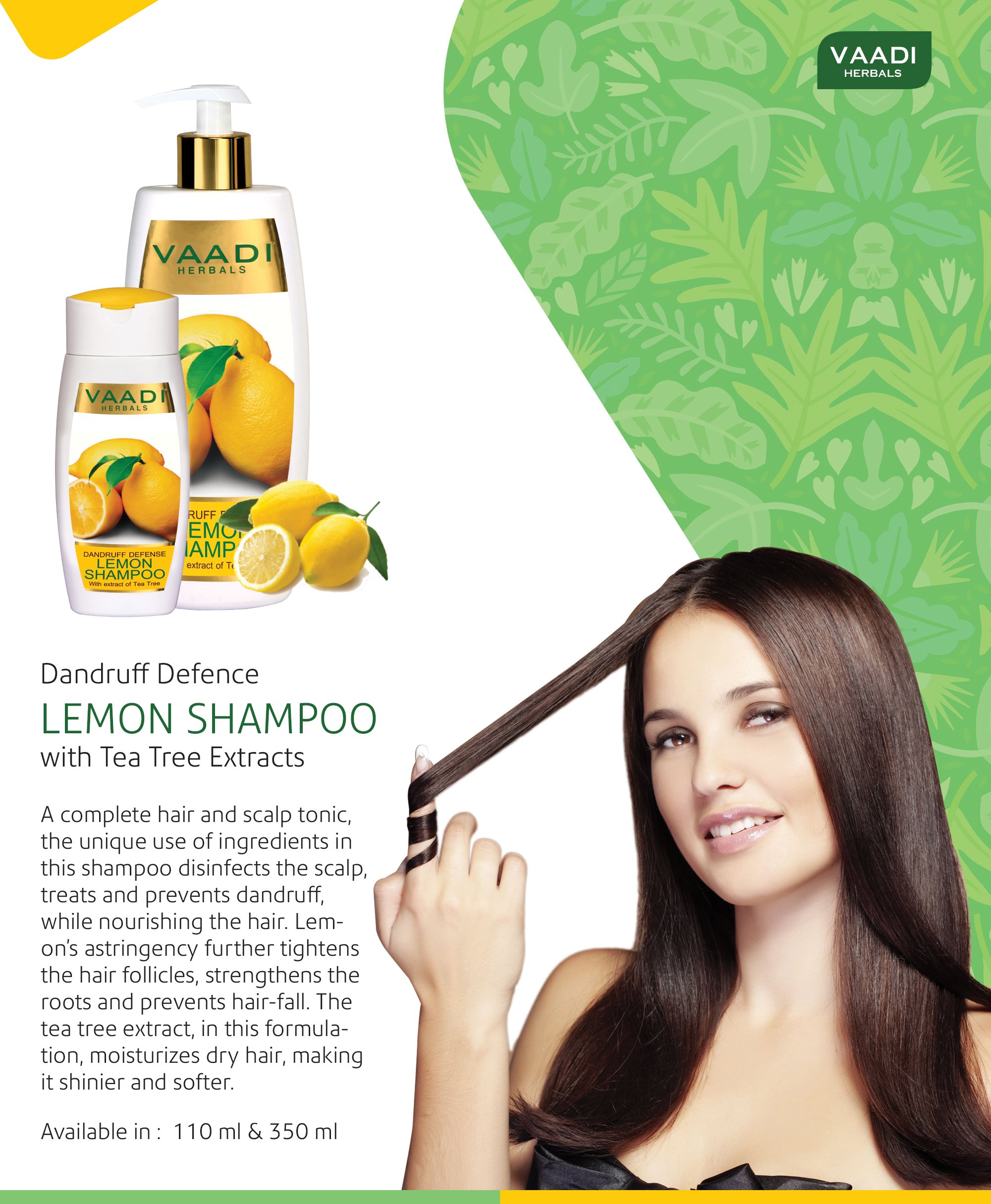 Vaadi Herbals Lemon Dandruff Defense Shampoo, 350ml (Pack of 3) – view 2