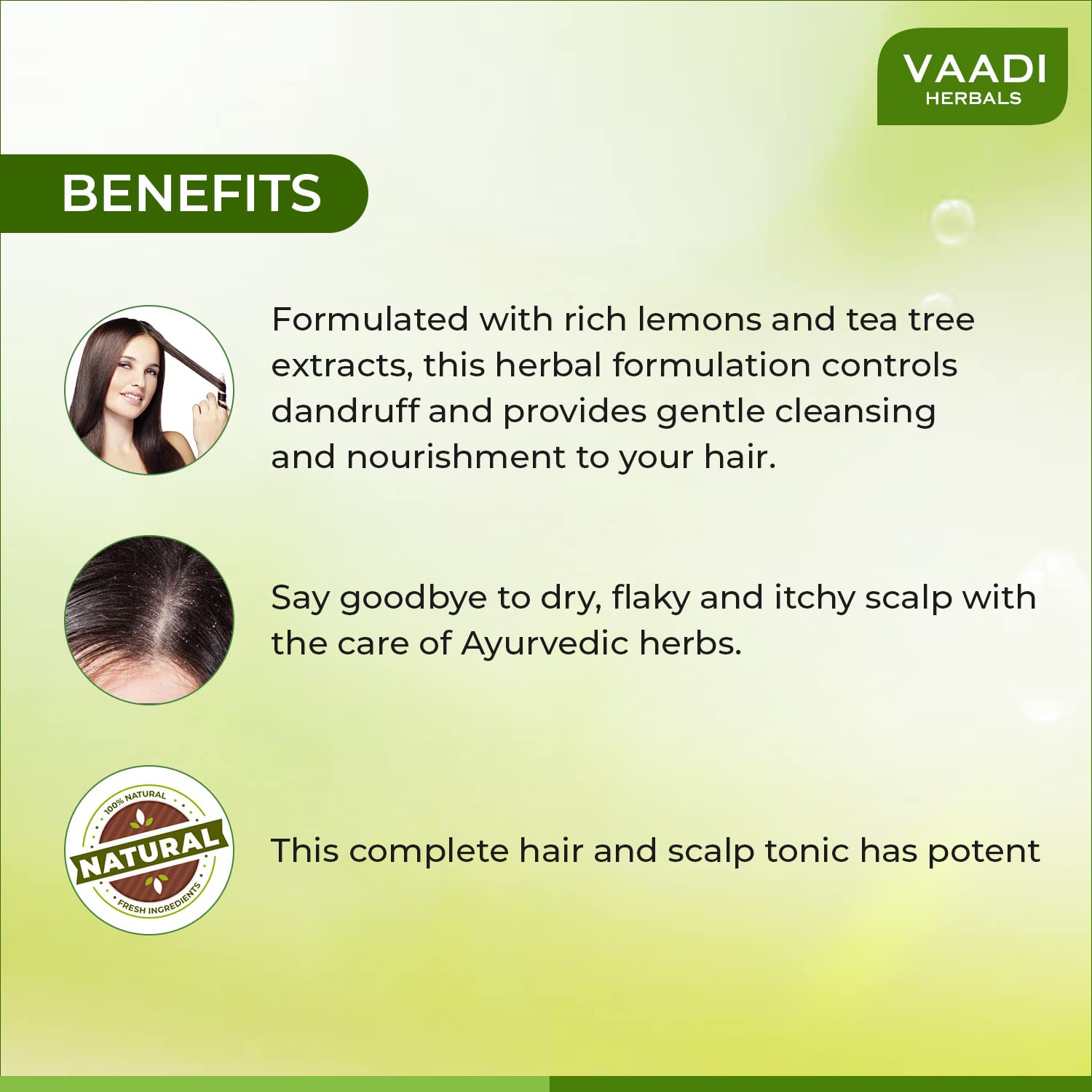Vaadi Herbals Lemon Dandruff Defense Shampoo, 350ml (Pack of 3) – view 3