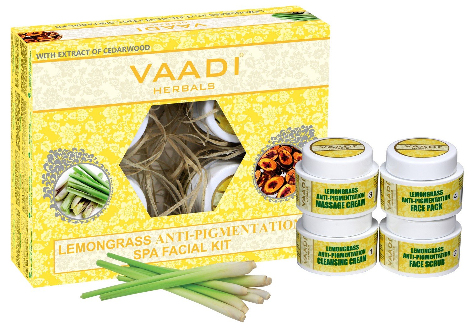 Vaadi Herbals Lemongrass Anti Pigmentation Spa Facial Kit with Cedarwood Extract, 70g – view 2