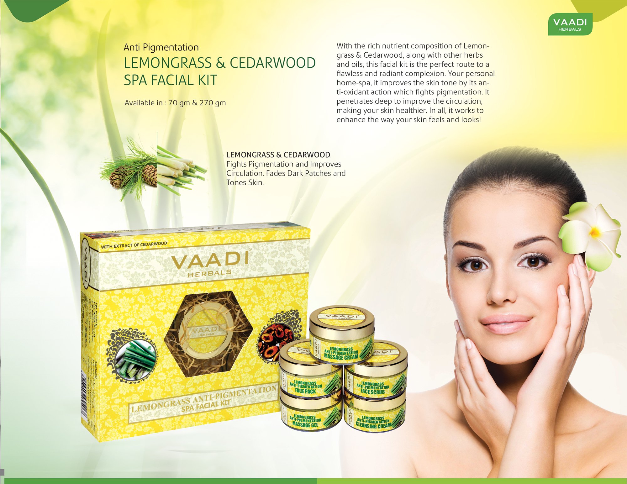 Vaadi Herbals Lemongrass Anti Pigmentation Spa Facial Kit with Cedarwood Extract, 70g – view 6