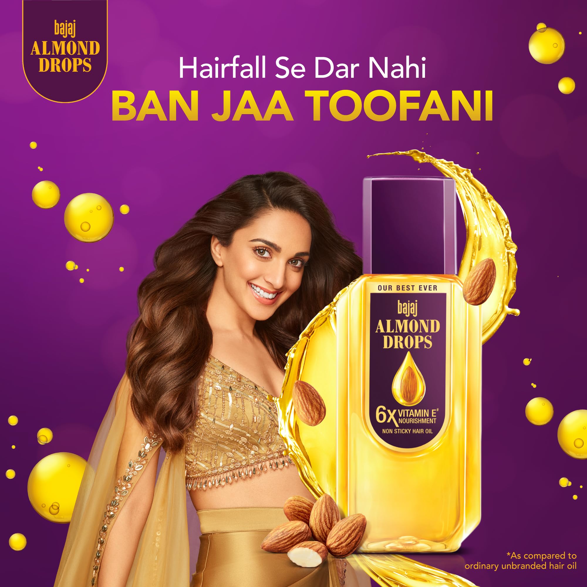 Bajaj Almond Drops Hair Oil, 285ml, Hair Oil, 6X Vitamin E, Almond Oil, Light and Non-Sticky, Hair Fall Control – view 2