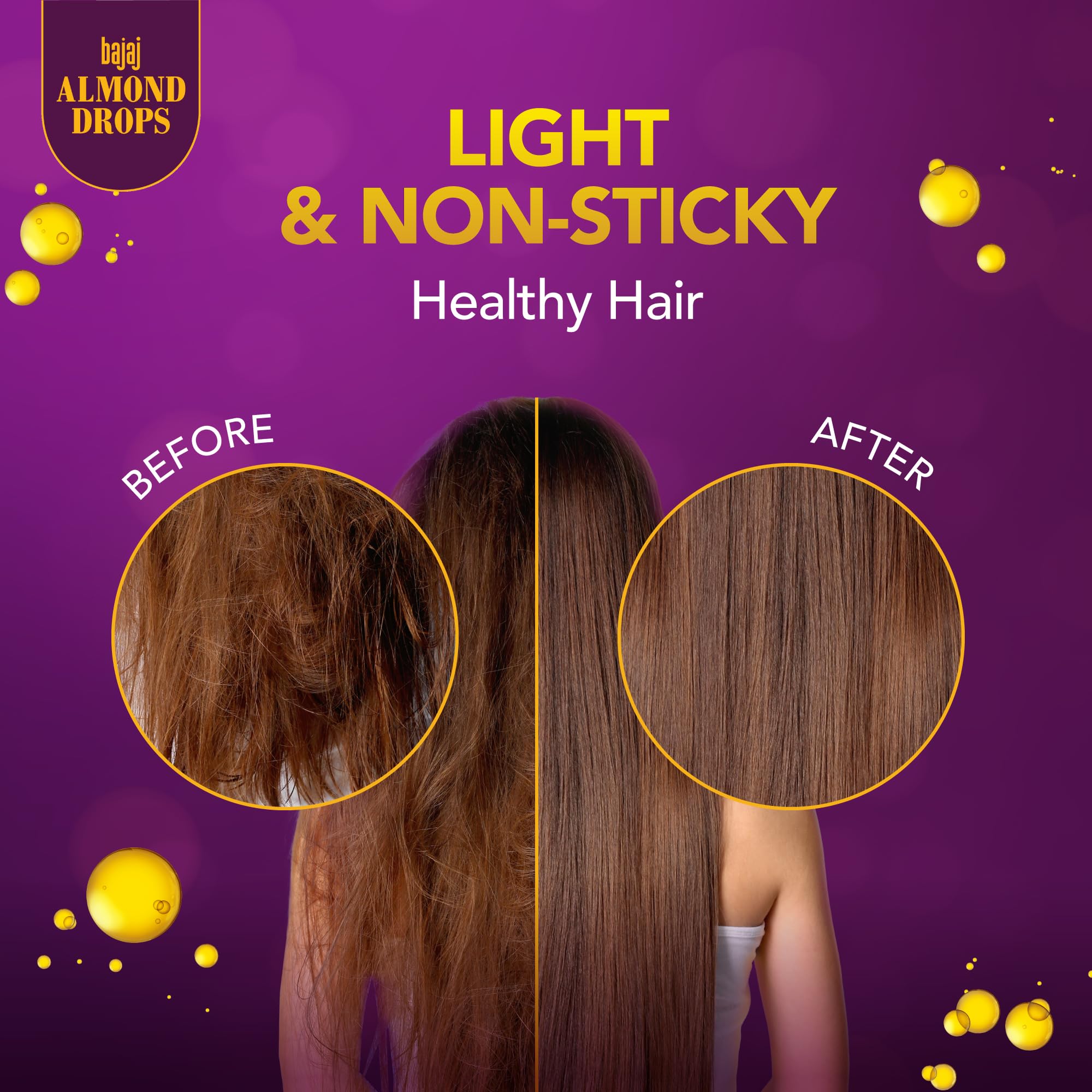 Bajaj Almond Drops Hair Oil, 285ml, Hair Oil, 6X Vitamin E, Almond Oil, Light and Non-Sticky, Hair Fall Control – view 5