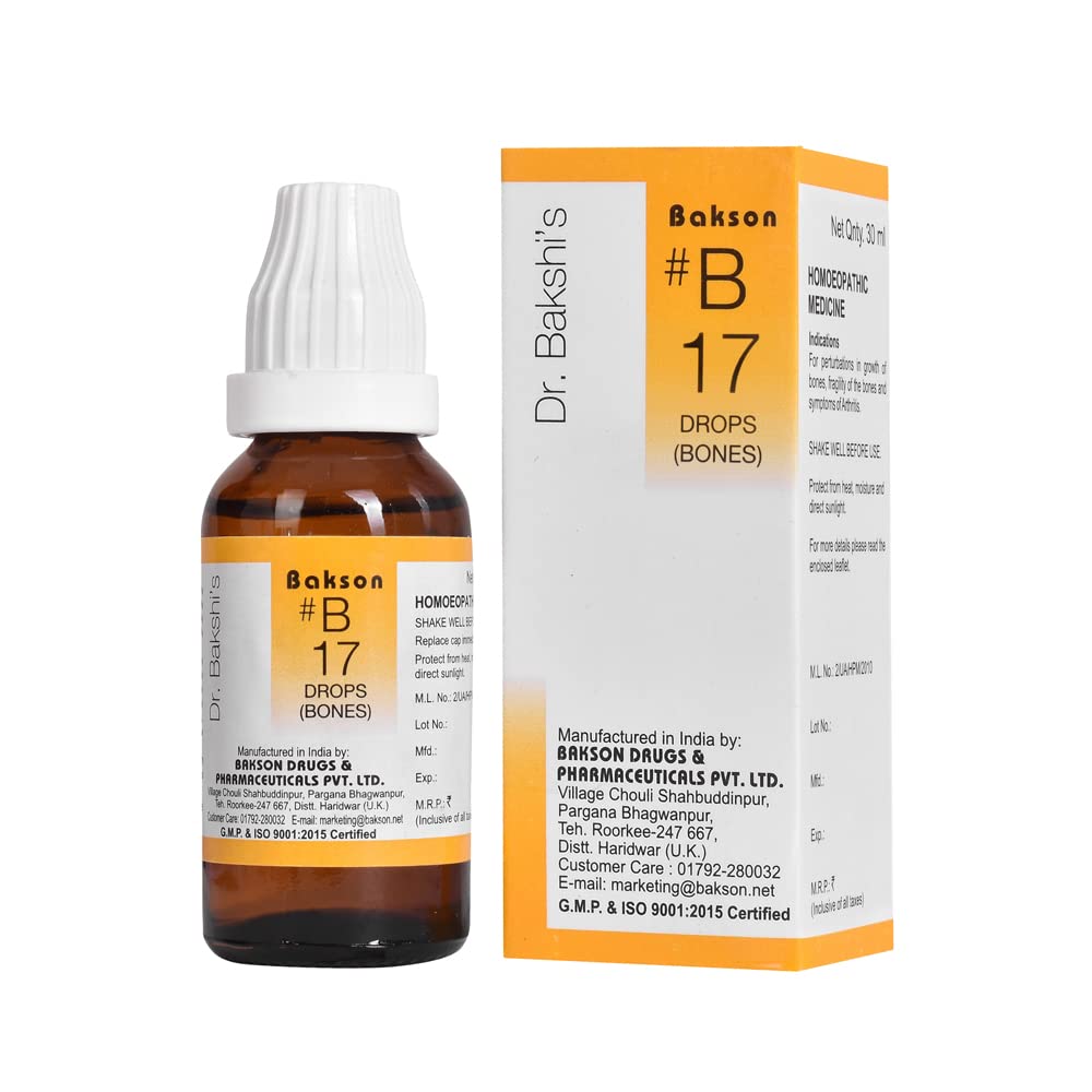 Bakson's B 17 Bones Drops 30 ml homeopathic liquid bottle