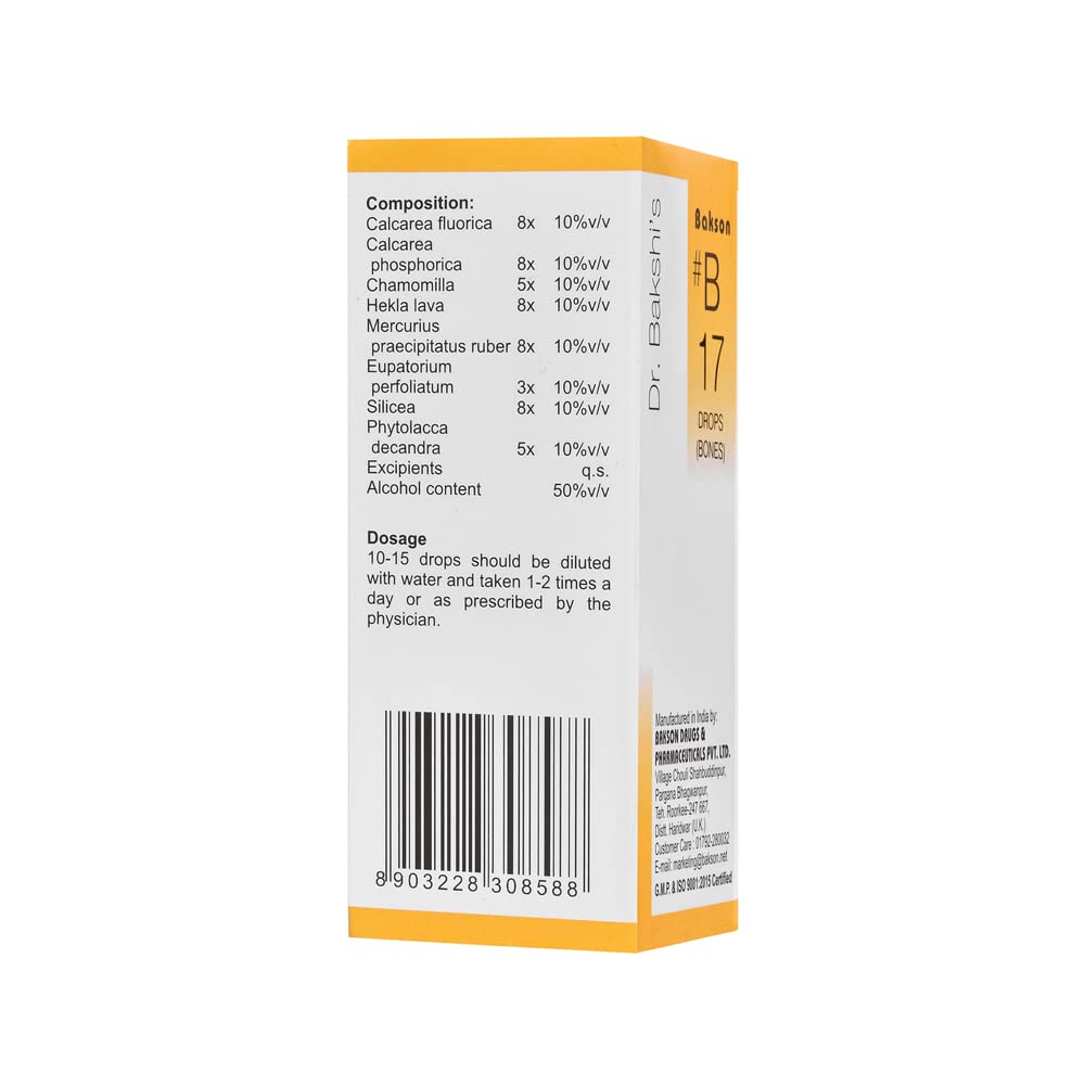 Dr. Bakshi's BAKSON'S HOMOEOPATHY # B 17 Bones Drops (30 ml) – view 3